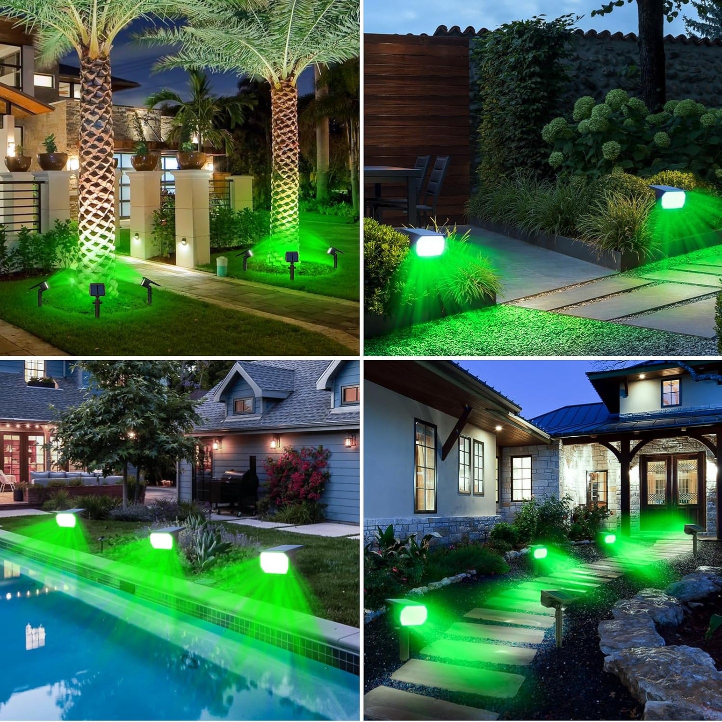 nipify 4 Pack Solar Spot Lights Outdoor, Solar Powered Waterproof Spotlight, Landscape Lighting for Outside Yard Garden Pathway,Green