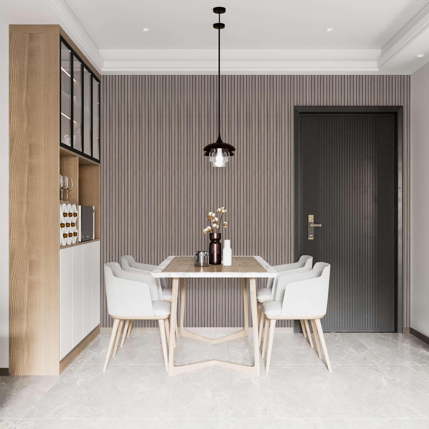 IZODEKOR 3D Wood Effect Styrofoam Wall Panels - Faux Wood Look Wall Panels for Living Room - Fake Acoustic Wood Slat Wall Panels - Pack of 10, Covers 50 sq ft.