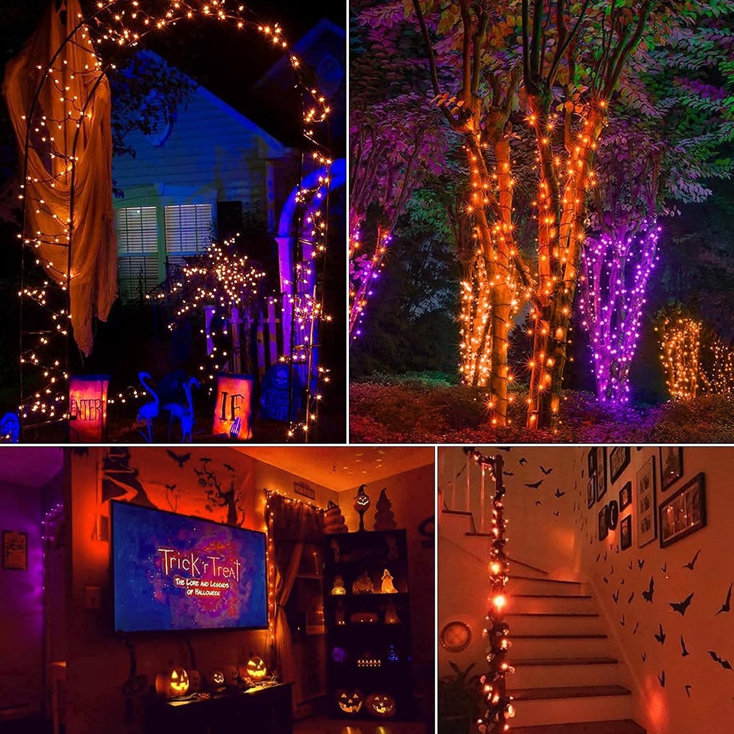 Halloween Orange String Lights Decorations，2 Pack 17.8 Feet 50 LED Battery Operated Mini String Lights with 8 Modes Waterproof for Outdoor Indoor Patio Xmas Tree Holiday Party Christmas Show