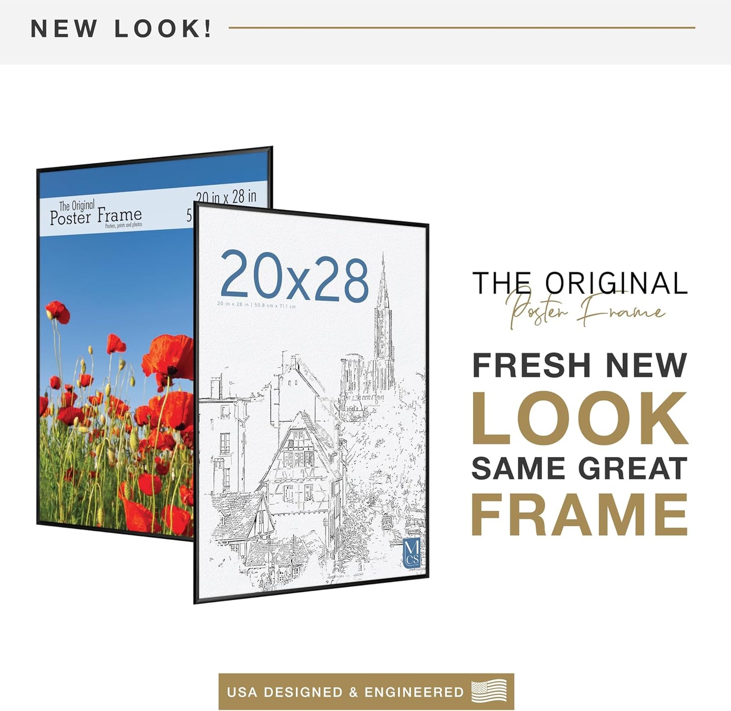 MCS Original Poster Frame 20x28 Black Lightweight Vertical & Horizontal Wall Hanging Large Picture Frame for Posters, Art Prints & Gallery Wall (1-Pack)