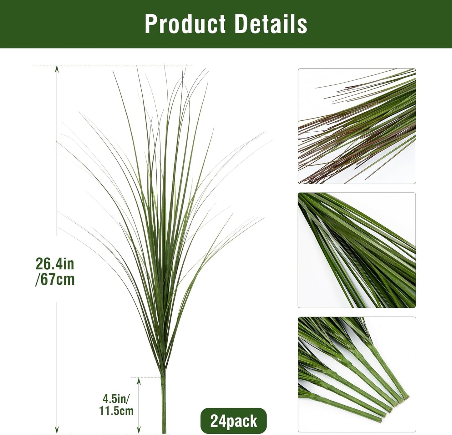 24PCS Fake Plants Artificial Wheat Grass Greenery Plastic Plants Fake Grass Artificial Plants for Outdoor Decor Artificial Grass Plant with Greenery Stems for Indoor Home Decoration 26.4"