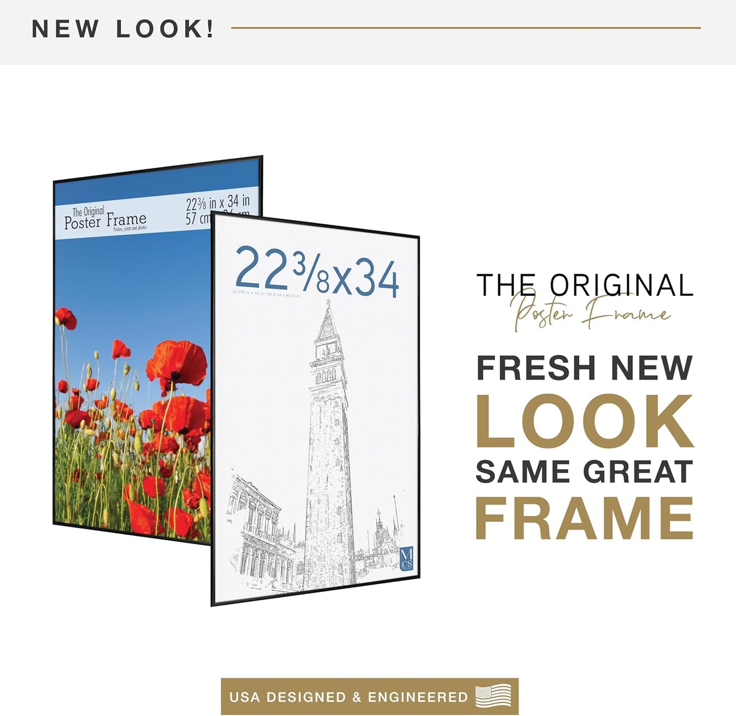 MCS Original Poster Frame 22.375x34 Black Lightweight Vertical & Horizontal Wall Hanging Large Picture Frame for Posters, Art Prints & Gallery Wall (1-Pack)