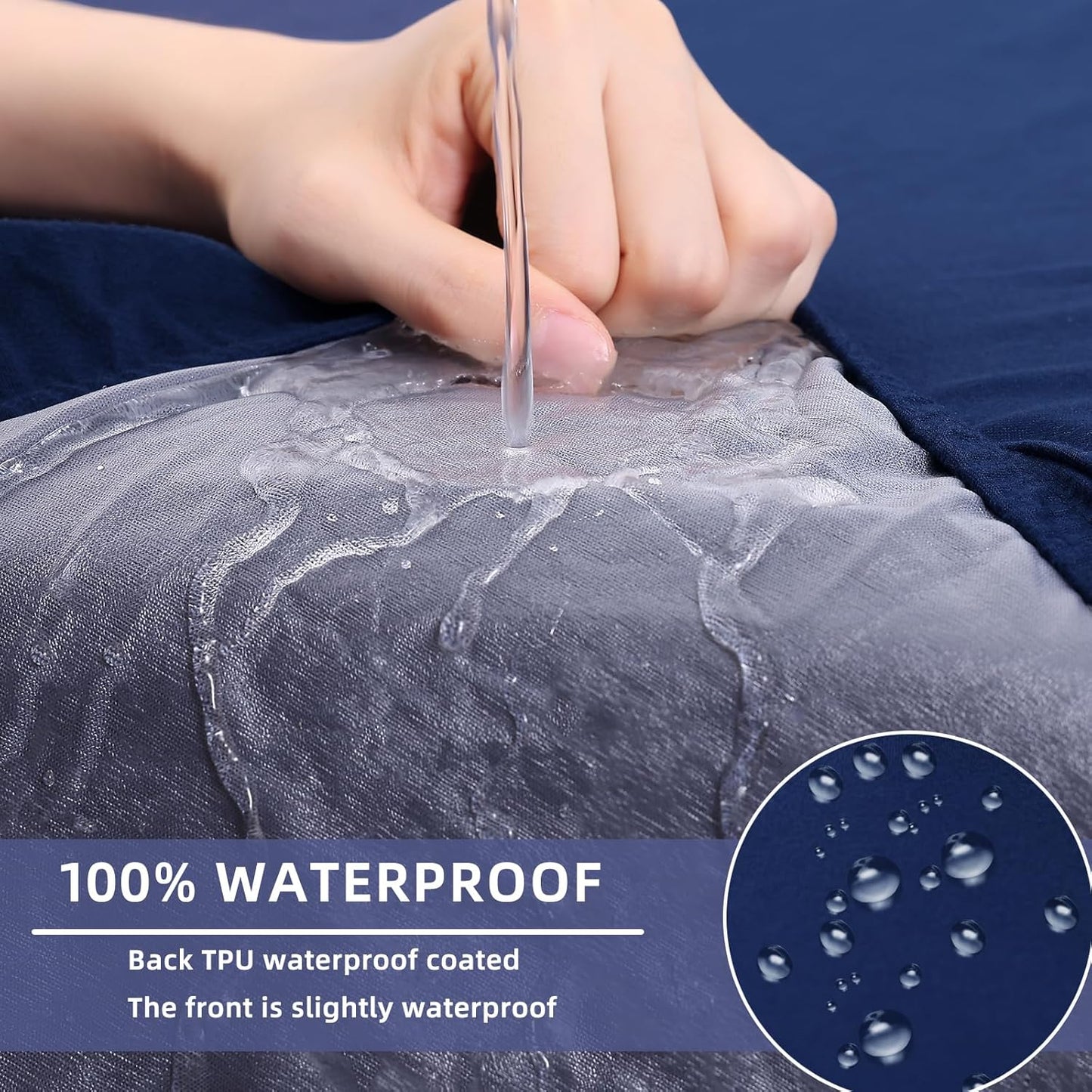 hyha Waterproof Couch Cushion Covers, Stretch Sofa Couch Seat Slipcover for Dog Washable, Non-Slip Waterproof Outdoor Cushion Covers for Patio Furniture Replacement (1 Piece for Medium, Navy)