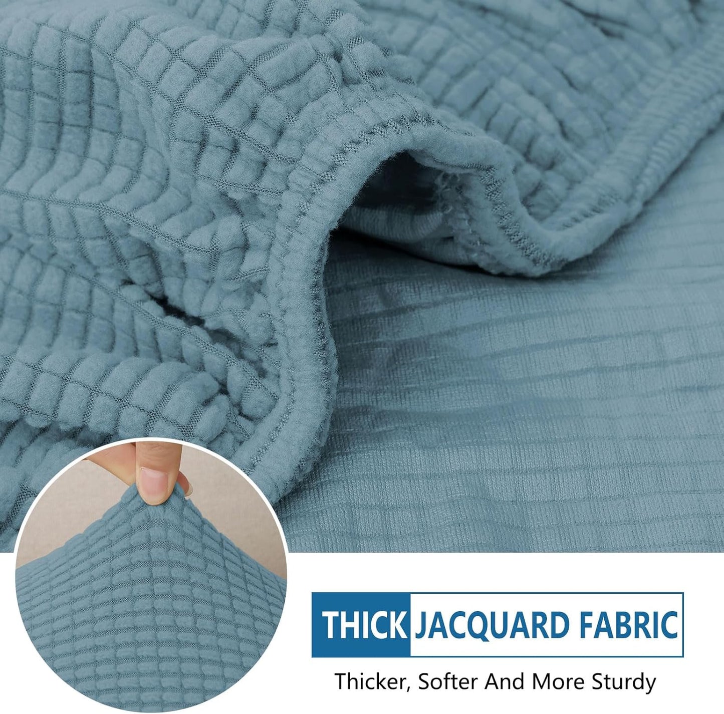 hyha Waterproof Sectional Couch Covers, Non Slip Sofa Couch Cushion Covers L Shape, Thick Stretch Jacquard Fabric, Washable Sofa Slipcovers with Elastic Bottom (1 Piece for Chaise XL, Lake Blue)