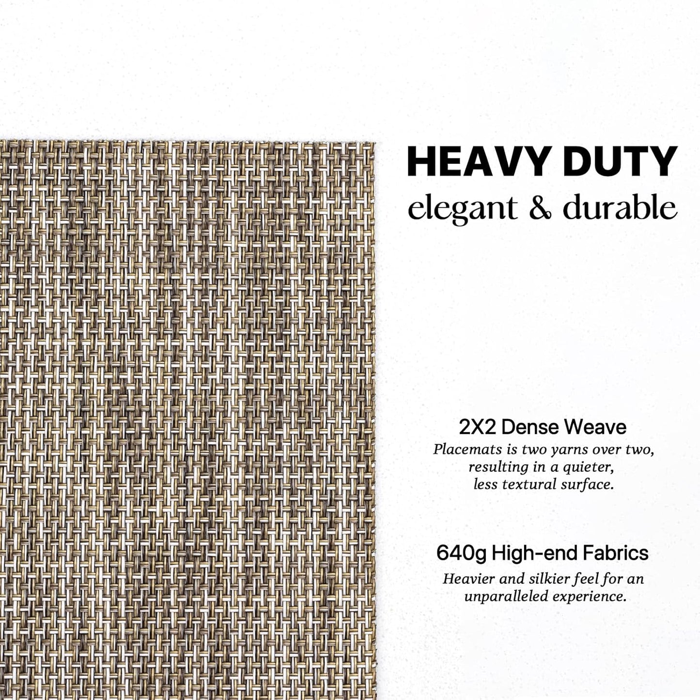 LEXMORE Placemats Set of 4 Vinyl/Plastic Woven Place Mats for Kitchen Table Indoor/Outdoor Washable Placemat Wipeable Dining Table Mats(Cappuccino)