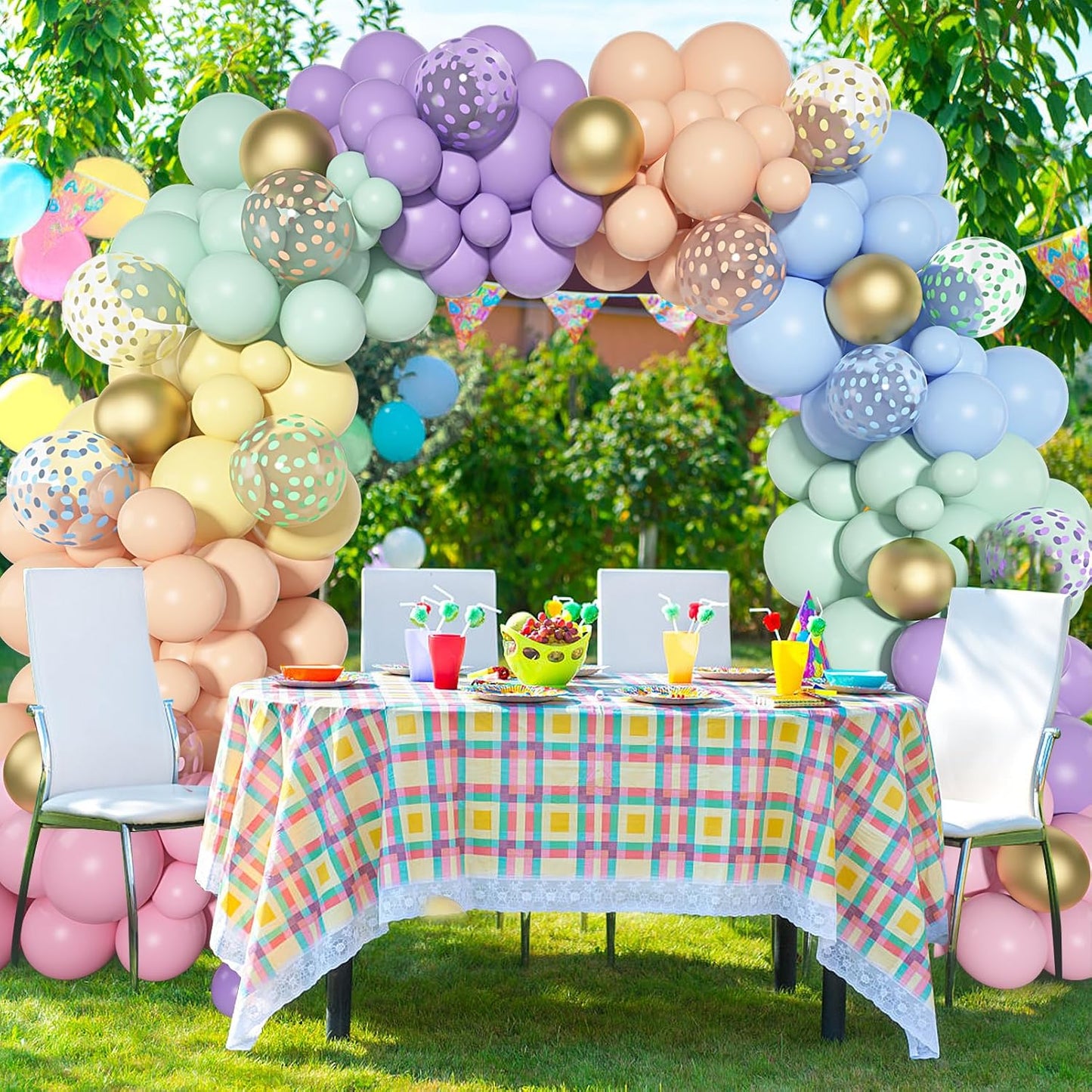 Amandir 164PCS Pastel Balloon Garland Kit, Rainbow Easter Unicorn Balloon Arch, Colorful Gold Confetti Balloons for Pastel Easter Baby Shower Wedding Ice Cream Mermaid Party Decorations Supplies