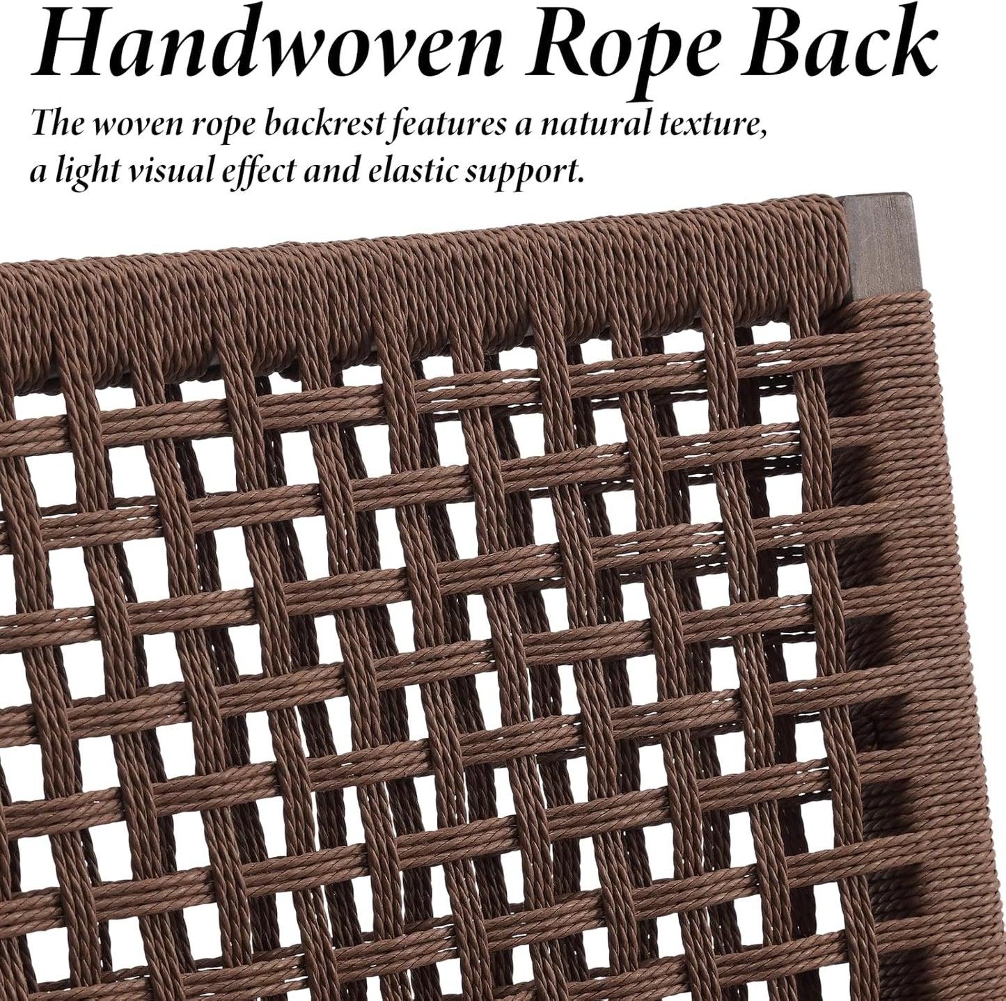 Kmax Farmhouse Dining Chairs Set of 6, Rustic Kitchen Chairs with Linen Fabric Seat and Woven Back, Vintage Accent Chairs for Dining Room, Living Room, Beige