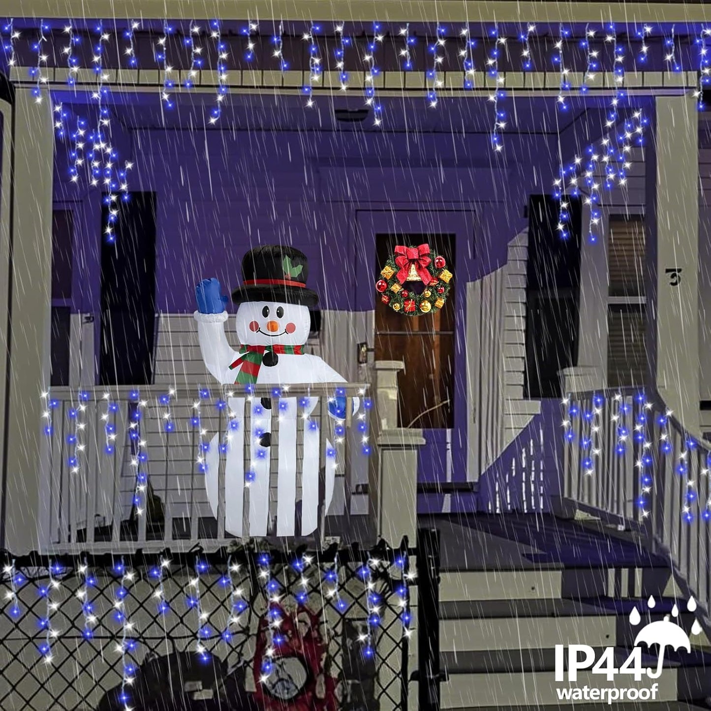 QITONG 400 LED Icicle Lights Blue and White