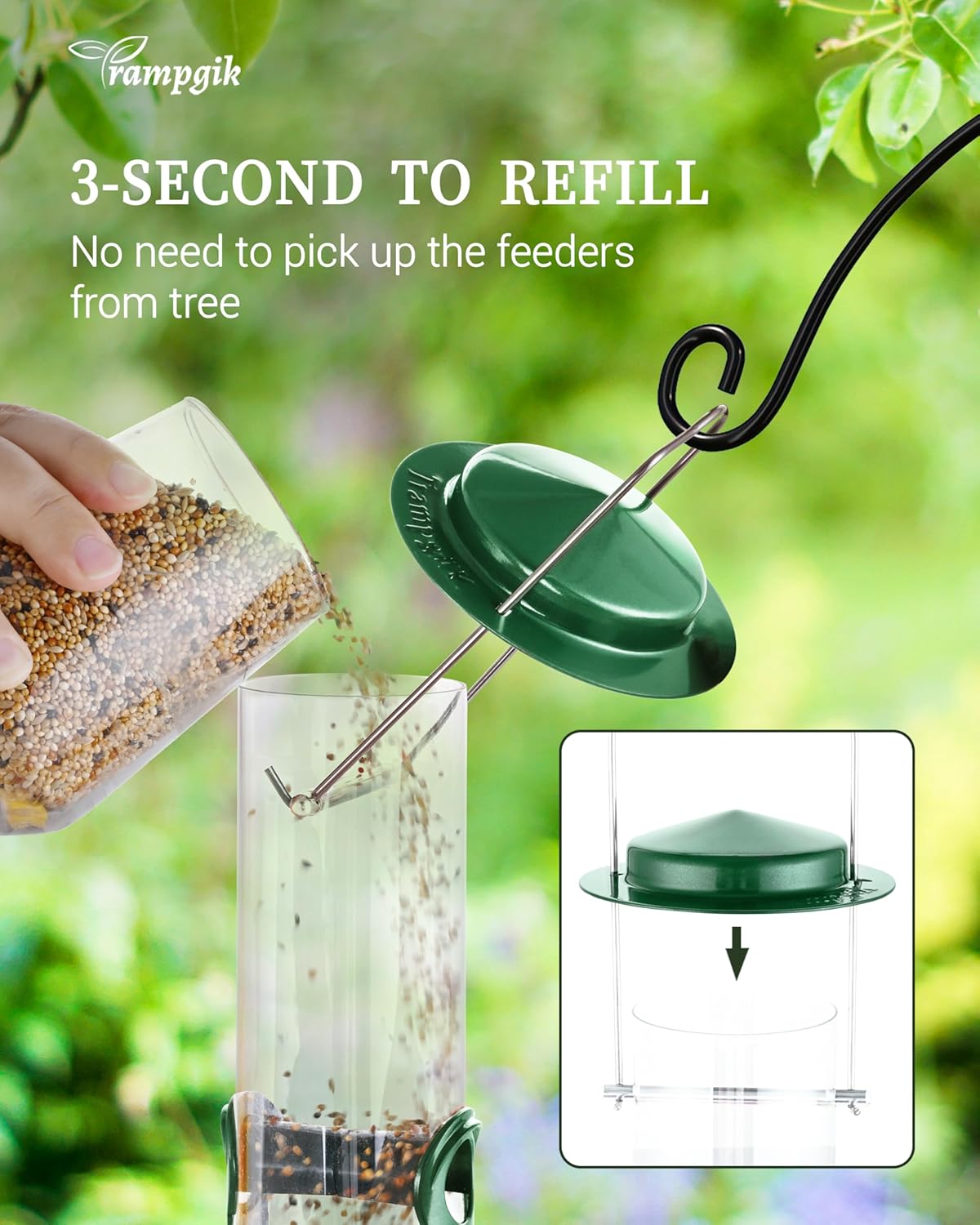 Metal Tube Bird Feeders for Outdoors Hanging,Finch Feeders for Outside,Chew-Proof Hanging Birdfeeder,Squirrel-Proof 6 Ports Bird Feeder 13 Inch,Anti-Rust,Green,1 Pack(Seed is not Included)