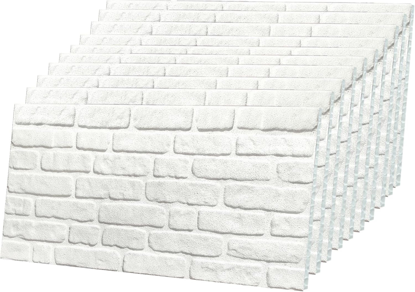 IZODEKOR 3D Stone Effect Wall Panels - Faux Stone Paneling for Living Room, Kitchen, Bathroom and More | Snow White - Pack of 10 Covers 53 sq ft