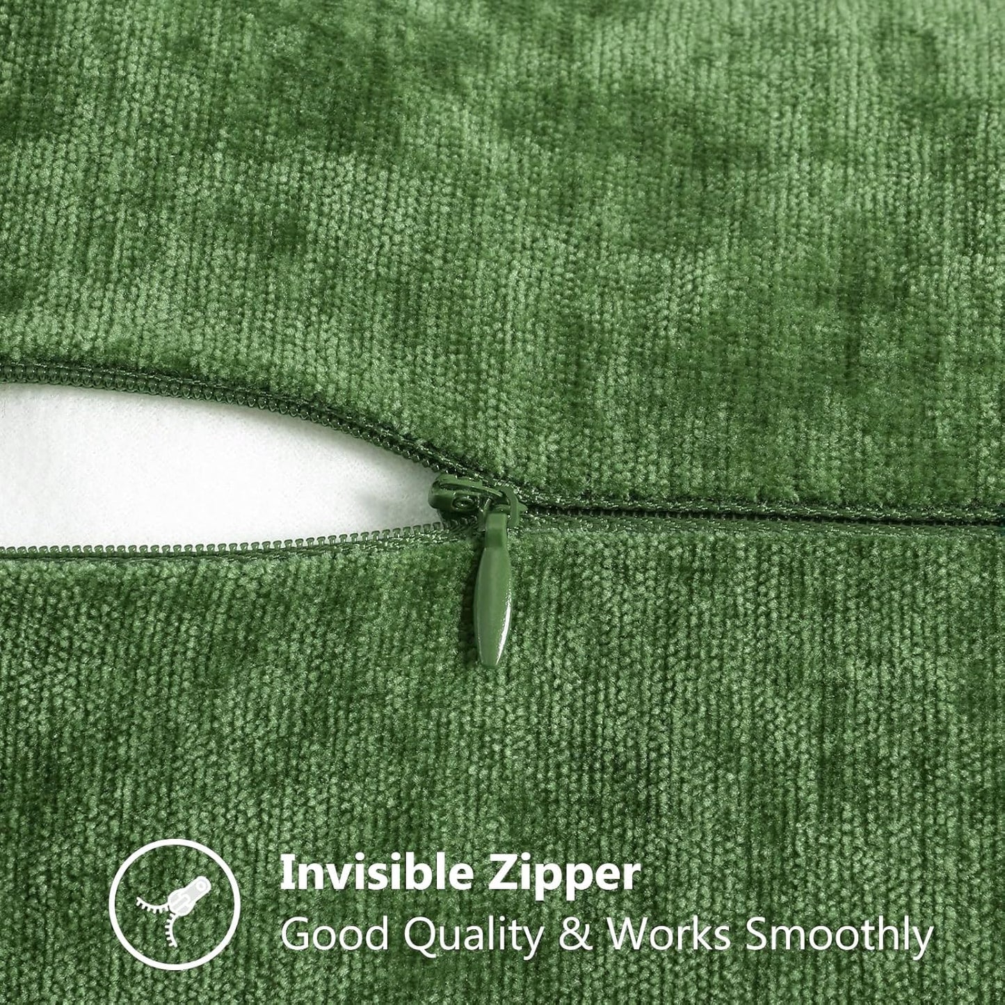 decorUhome Fall Chenille Soft Throw Pillow Covers 18x18 Set of 2, Farmhouse Velvet Neutral Decorative Euro Pillow Covers with Stitched Edge for Couch Sofa Bed Home Decor, Forest Elf