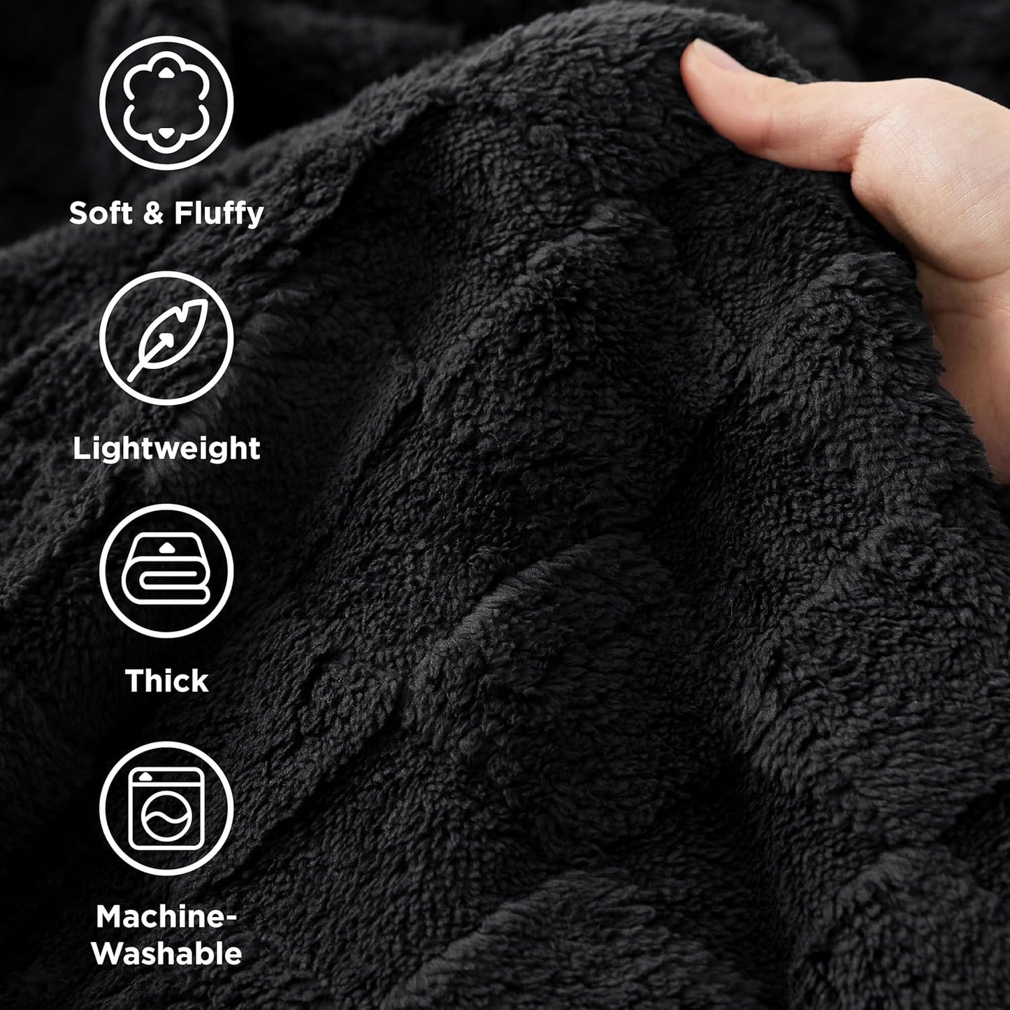 Bedsure GentleSoft Twin Blanket for Bed Black - Super Soft Cozy Blankets for Women Men Girls, Cute Fuzzy Fleece Throws for Bedroom Couch, 60x80 Inches