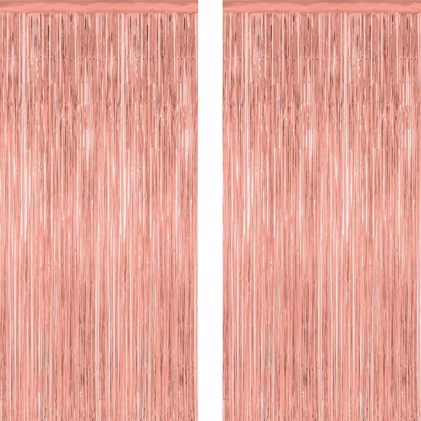 2 Pack Rose Gold Decorations, 3.28 FT x 7.05 FT Rose Gold Fringe Curtains, Metallic Photo Backdrop Tinsel Backdrop Foil Curtains, Metallic Party Supplies Wedding Decor
