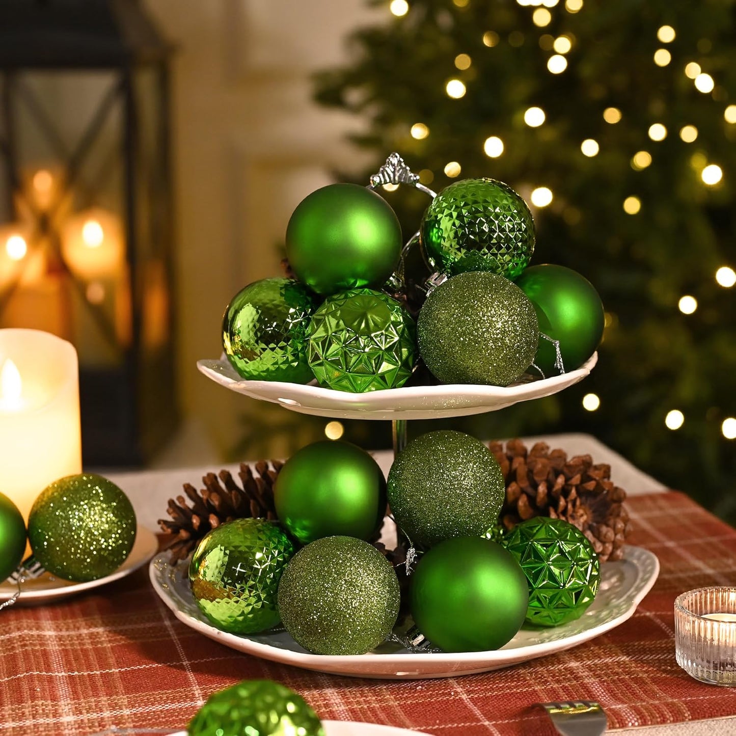 Valery Madelyn Christmas Tree Decorations Ornament Set for Fall Halloween, 50ct 2.36 Inches Lime Green Shatterproof Christmas Ball Ornaments Hanging Xmas Holiday Party Decor