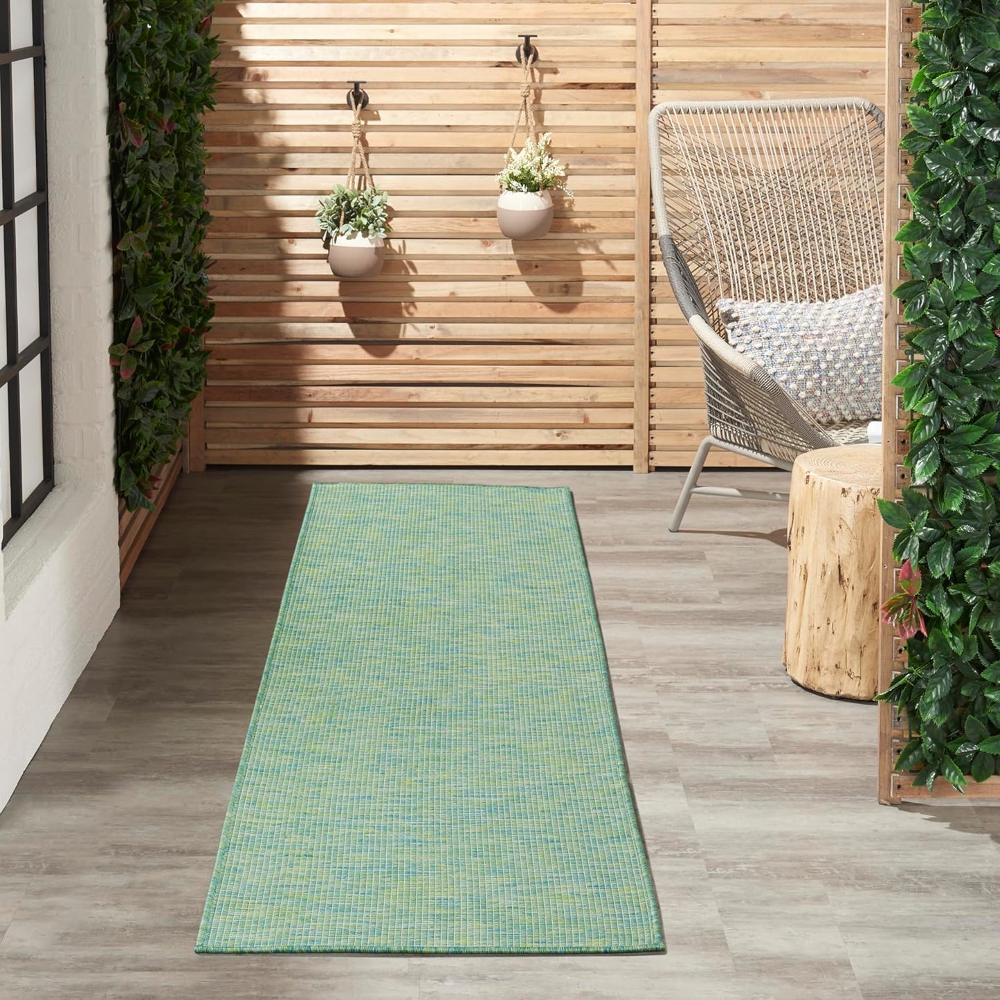 Nourison Home Positano Blue Green 2' x 6' Area Rug Easy Clean, Non Shedding, Bed Room, Living Room, Dining Room, Kitchen (6' Runner)