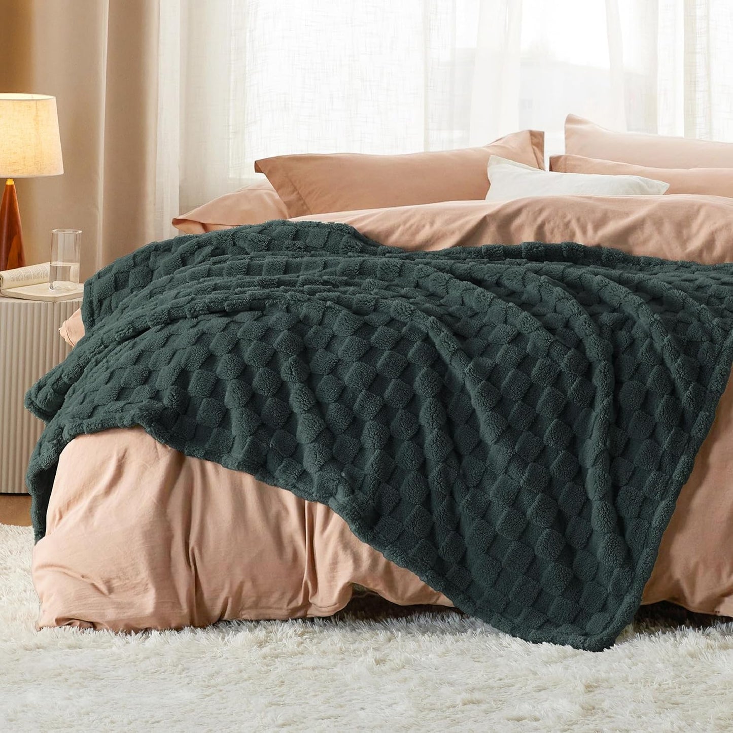 Bedsure GentleSoft Dark Green Throw Blanket for Couch - Checkered Fleece Blankets Gifts for Women Men Girls, Cute Soft Cozy Throw for Bedroom Home Decor Gifts, 50x60 Inches