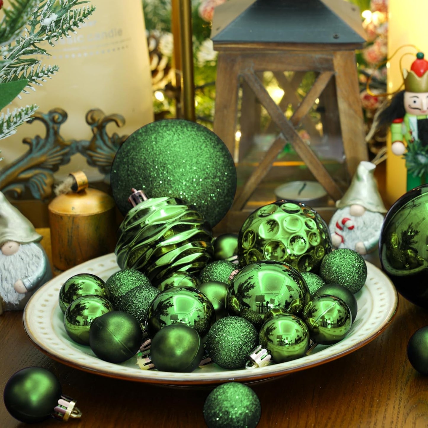 XmasExp 16ct Christmas Ball Ornaments Shatterproof Christmas Ornaments Set Decorations for Xmas Tree Balls 80mm/3.15" (Dark Green)