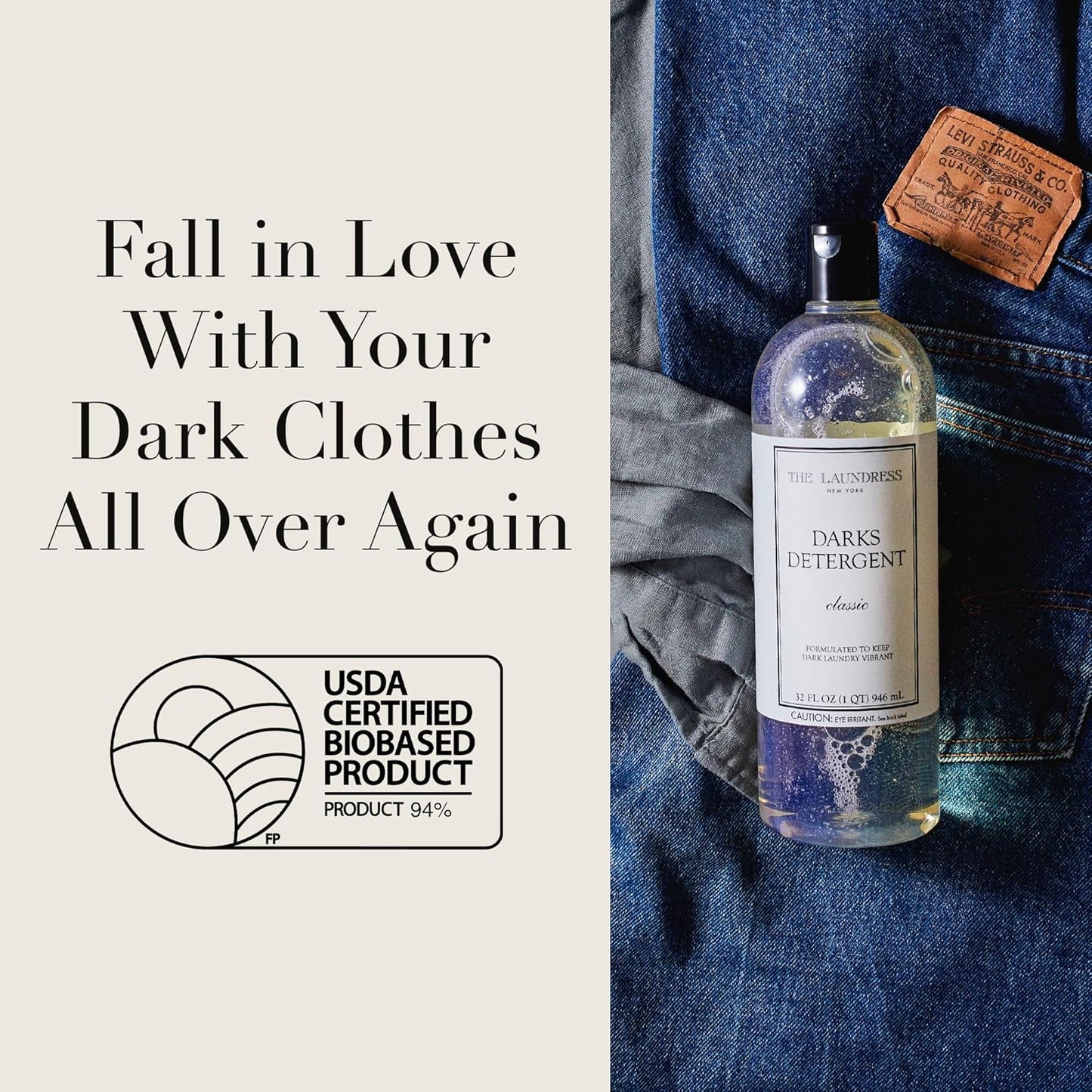 The Laundress Darks Detergent, Concentrated Laundry Detergent Liquid, For Rich Vibrant Colors, Tough on Stains, Classic Scent, 32 oz.