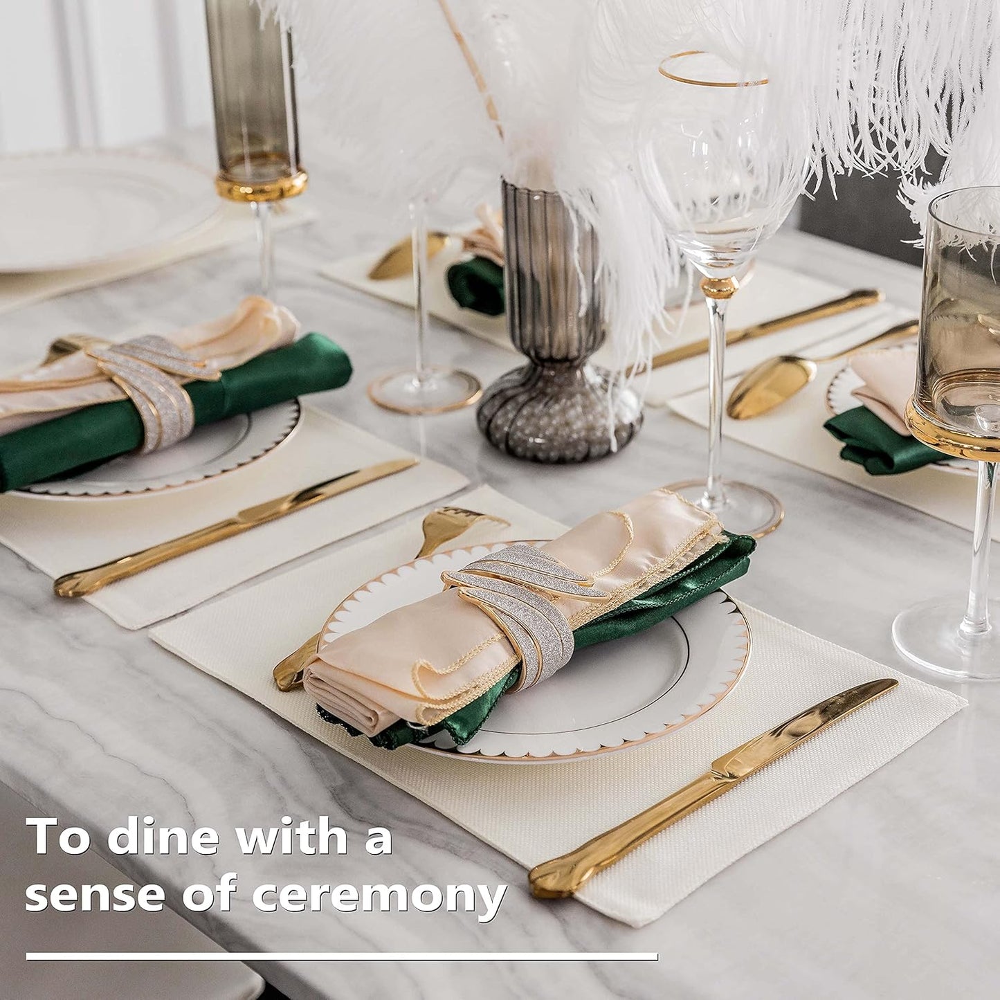 Home Brilliant Place Mats Indoor Set of 6 Cloth Place Mat Heat Resistant Dining Table Place Mats for Kitchen Table, 13 x 19 inches, Cream