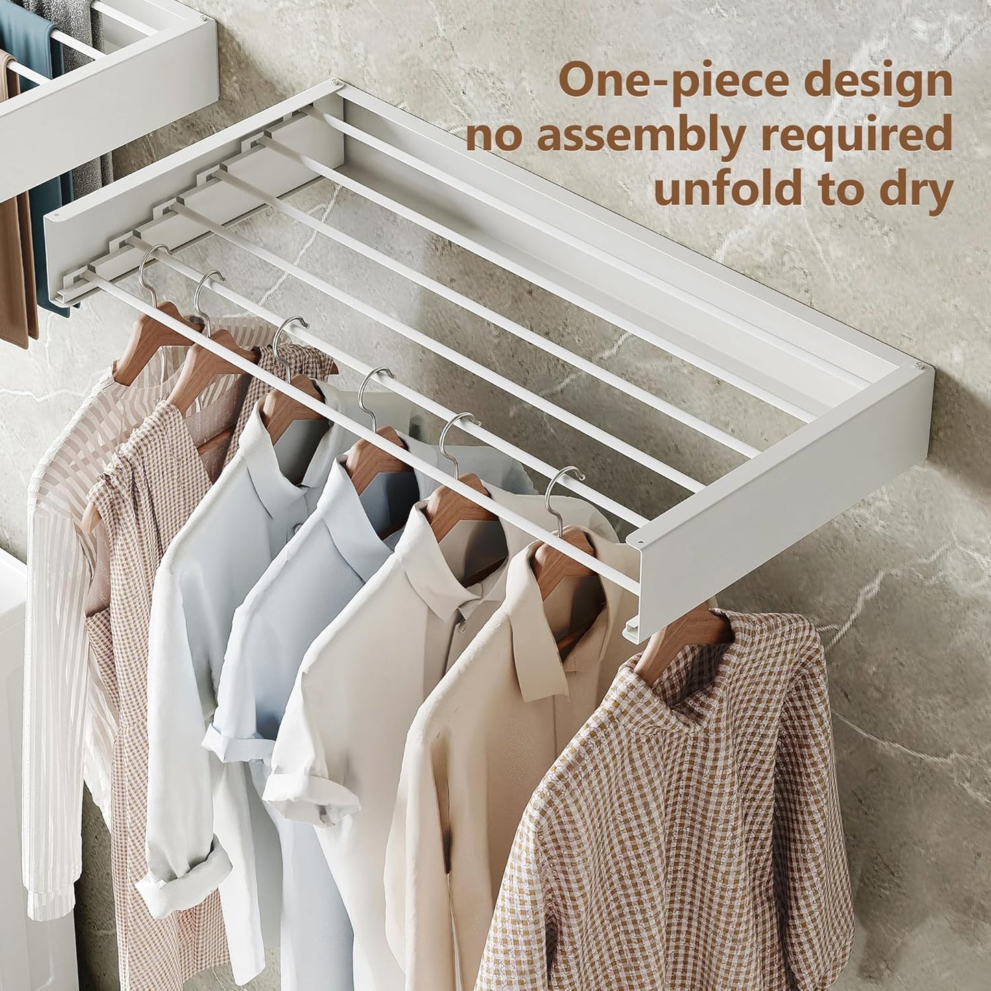 Wall Mounted Drying Rack,Drying Rack Clothing,Collapsible Hanging Racks for Laundry(35.5"-White)