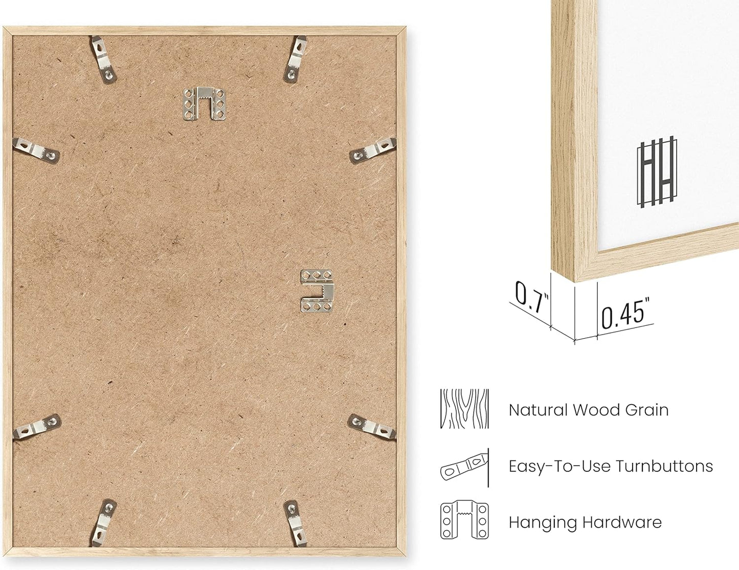 HAUS AND HUES Beige Oak Wood 12x16 Picture Frame - Modern Wood Wall Art Display - Lightweight 12x16 Frame for Art Prints, Photos, Posters - Ready-to-Hang Vertically & Horizontally