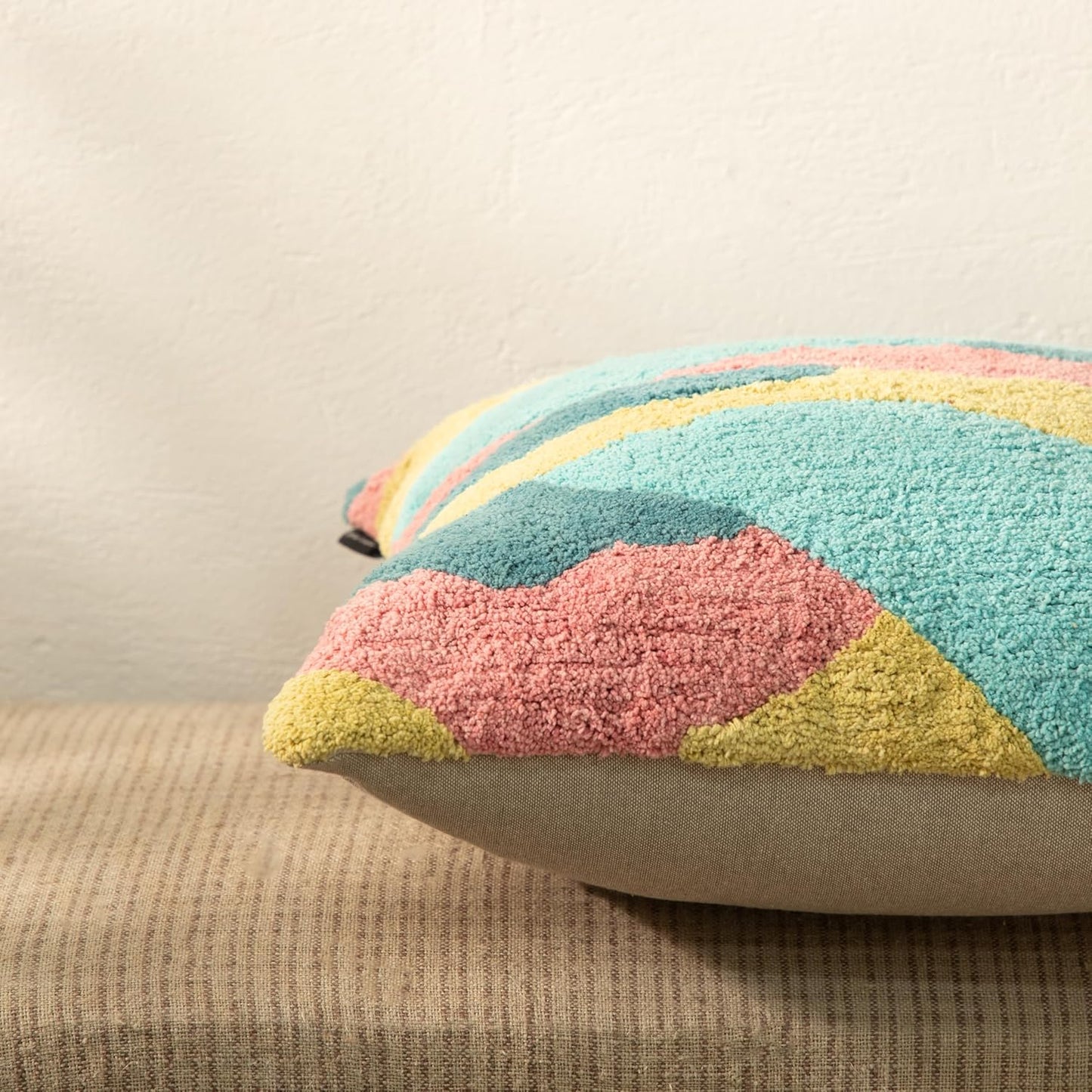 Tuffting Embroidery Decorative Throw Pillow Cover, 18 x 18 inches (Multi)