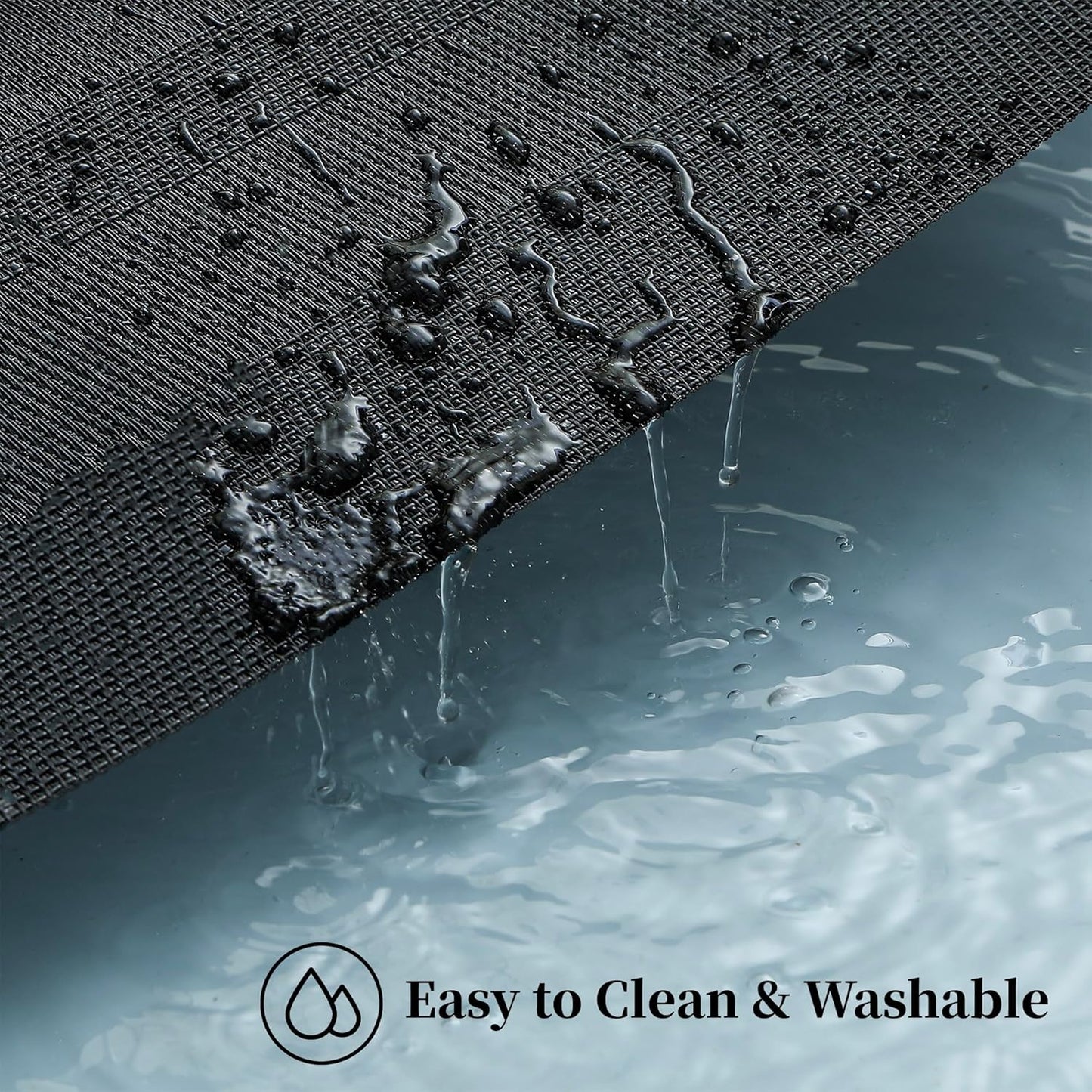 Leetaltree Black Frame Placemats Set of 6 - Heat Resistant Non-Slip Place mats for Dining Table, Washable Durable PVC Vinyl Woven Table Mats（Black Frame, 6）