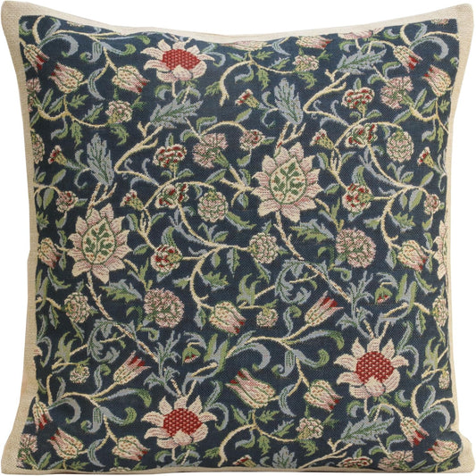 Charlotte Home Furnishings Throw Pillow Covers 16x16 in, Blue Flowers Decorative Couch Pillow Cover, Boho Decor European Tapestry Cushion Cases, Living Room Cozy Home Decor, Jacquard Woven Soft Cotton
