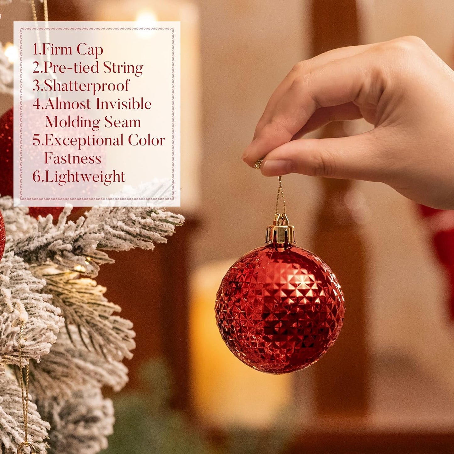 Valery Madelyn Christmas Tree Decorations Ornament Set for Fall Halloween, 50ct 2.36 Inches Red Shatterproof Christmas Ball Ornaments Hanging Xmas Holiday Party Decor