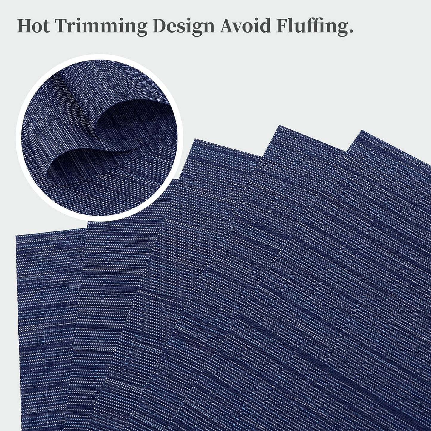 Leetaltree Blue Placemats Set of 12 - Heat Resistant Non-Slip Place mats for Dining Table, Washable Durable PVC Vinyl Woven Table Mats（Blue, 12）