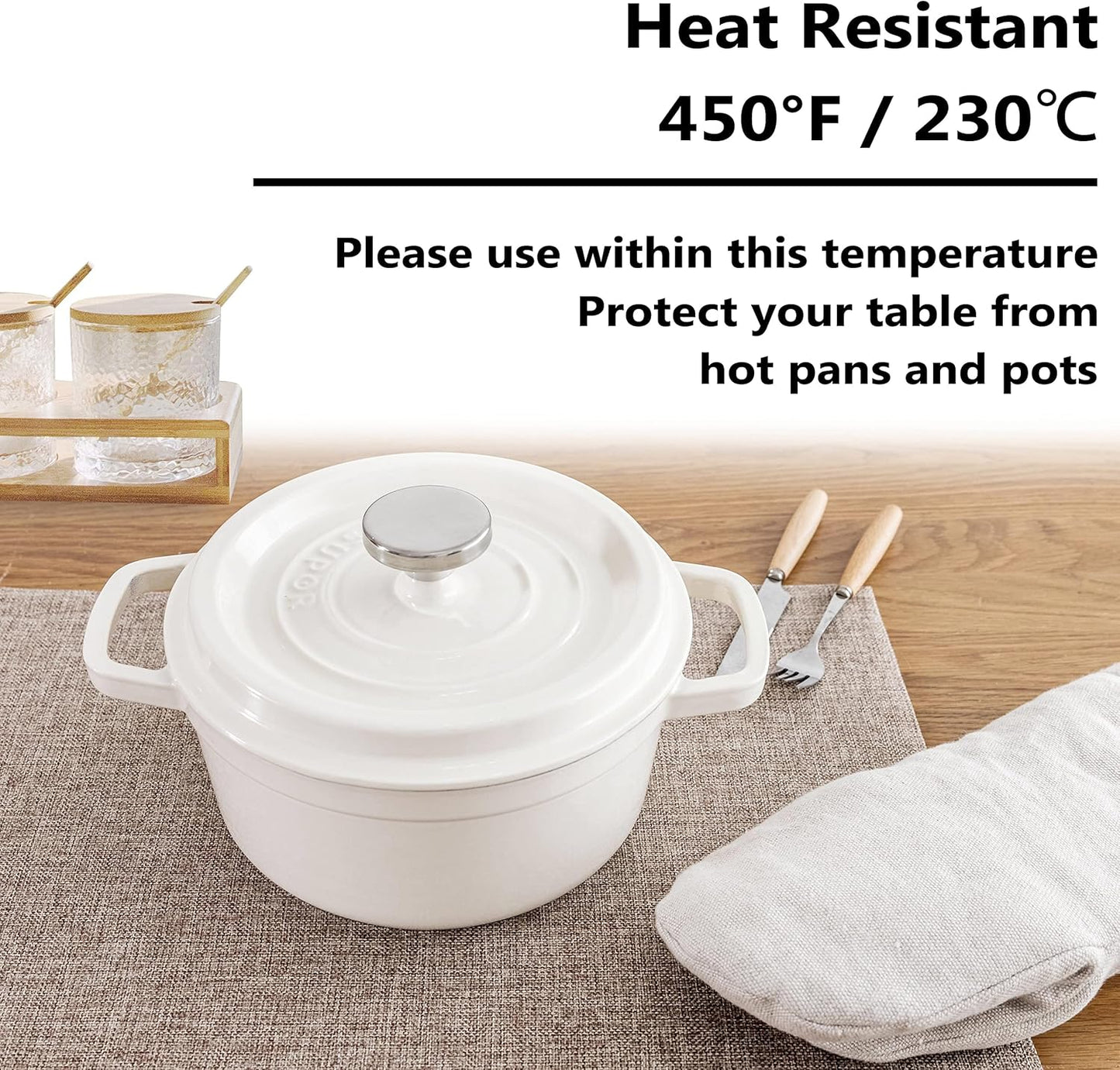 Home Brilliant Fabric Cotton Placemats Set of 6 Heat Resistant Dining Table Place Mats Kitchen Table Mats, Natural Linen