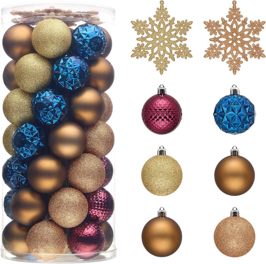 Valery Madelyn Christmas Tree Decorations Ornament Set for Fall Halloween, 50ct 2.36 Inches Bronze Copper Purple Shatterproof Christmas Ball Ornament Hanging Xmas Holiday Party Decor