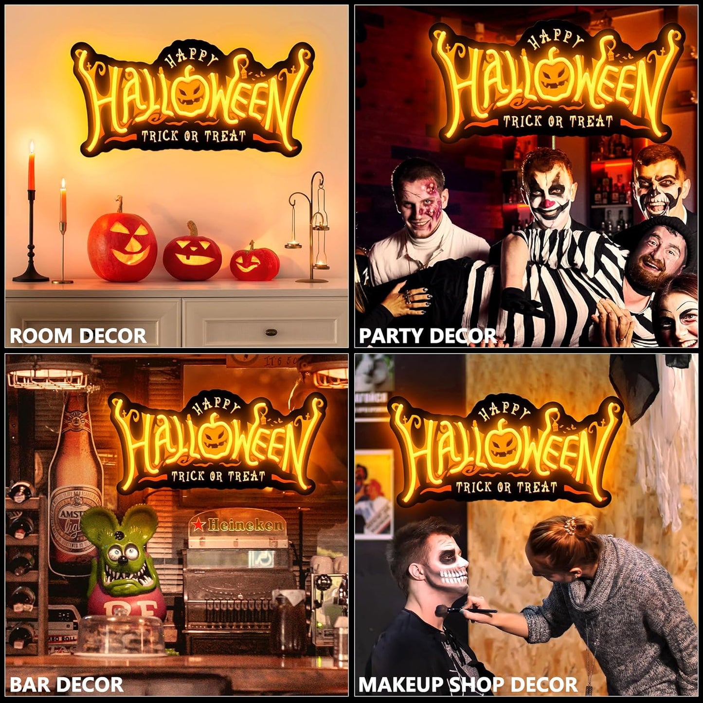 SELICOR Happy Halloween Neon Signs for Wall Decor,Halloween Pumpkin Neon Light Sign,USB Powered Light Up Acrylic LED Sign With Hooks for Bedroom,Kids Room,Living Room,Bar,Party,Halloween Decor