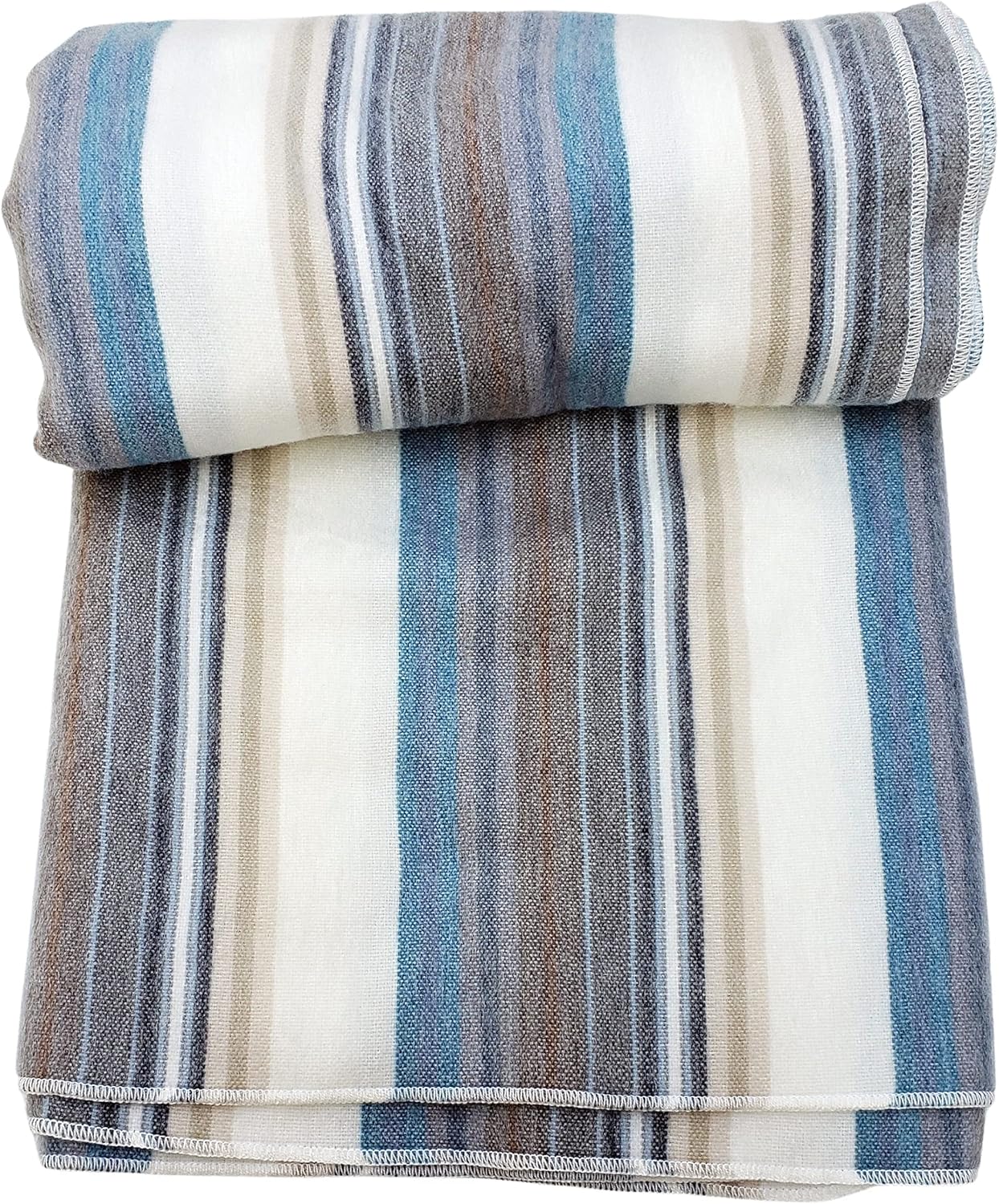 Alpaca Wool Throw Blanket | Super Soft, Lightweight, Breathable and Hypoallergenic | Non-Itchy or Scratchy (Blue White Varicolored, Queen (U.S. Standard))