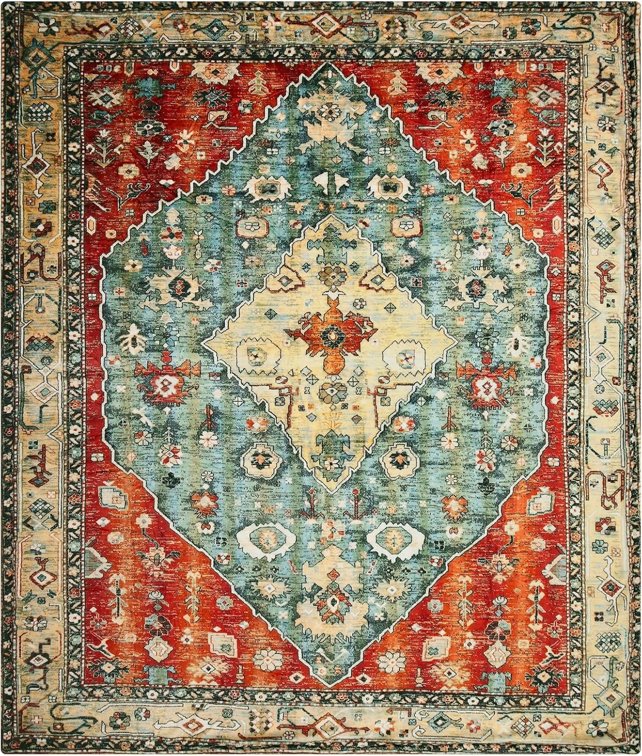 Lahome Boho Red Fluffy Bed Blanket, Reversible Soft Small Blankets for Couch, Decorative Fleece Throw Blankets for Women Home Retro Decor, Red 50''x60''