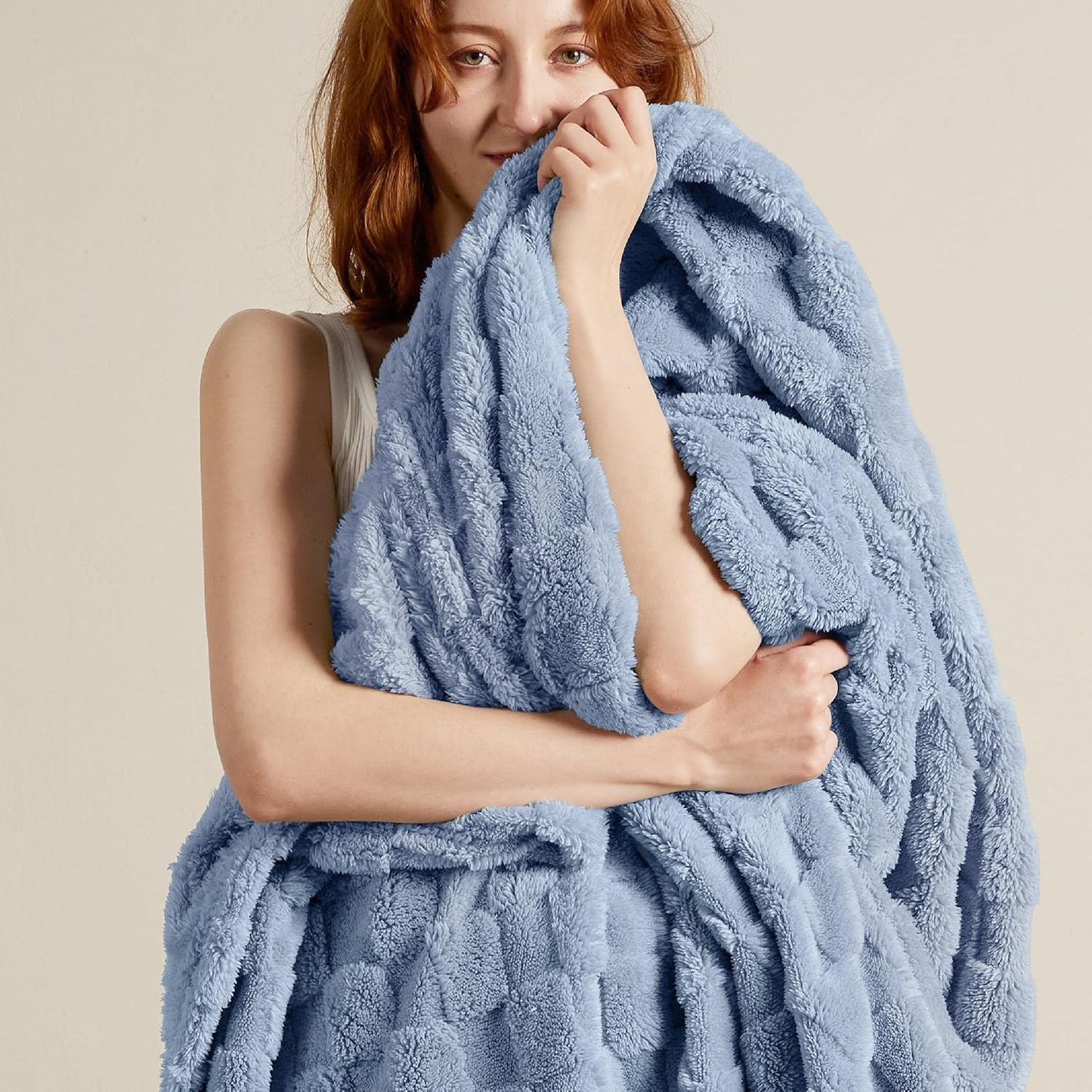 Bedsure GentleSoft King Size Blanket for Bed - Super Soft Cozy Blankets for Women Men Girls, Large Fuzzy Fleece Throw for Bedroom Decor, Ashley Blue,108x90 Inches