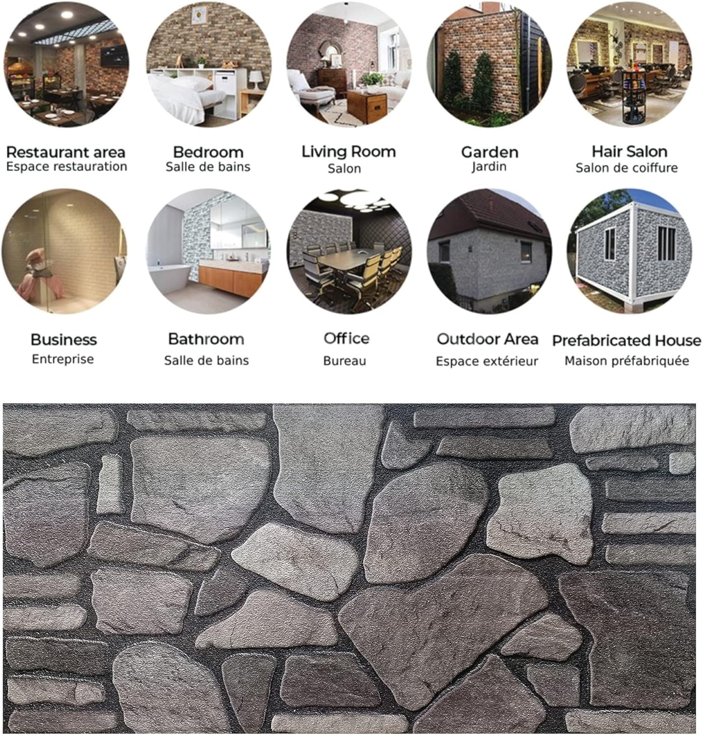 Dundee Deco 3D Wall Panels - Cladding Grey Charcoal Ash Stone Look Wall Paneling, Styrofoam Facing for Interior and Exterior Applications, DIY, Sample, Size 10 x 10 in.