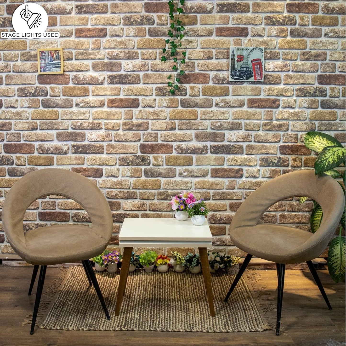 Dundee Deco 3D Wall Panels Faux Brick - Cladding, Light Brown Stone Look Wall Paneling, Styrofoam Facing for Living Room, Kitchen, Bathroom, Balcony, Bedroom, Set of 5, Covers 27 sq ft