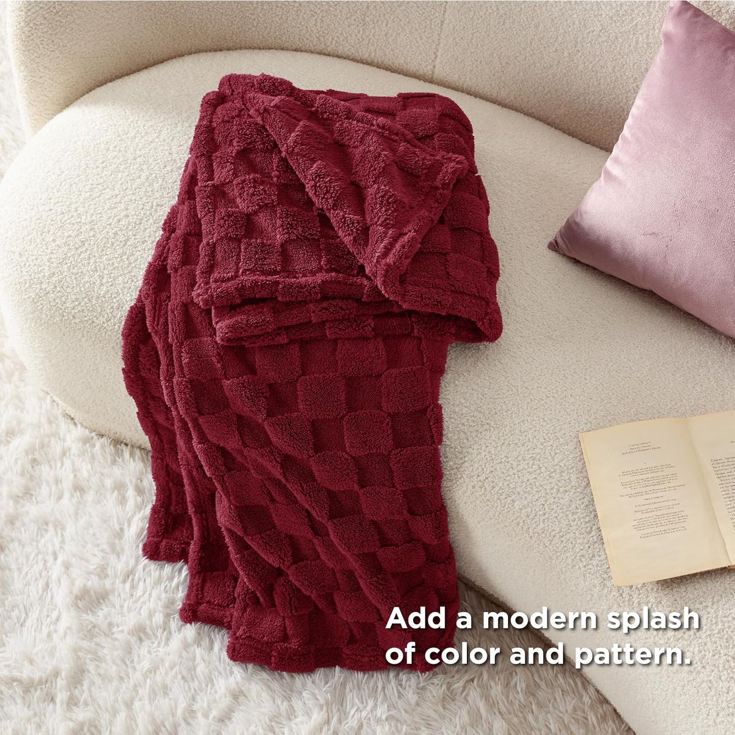 Bedsure GentleSoft Twin Blanket for Bed Red - Super Soft Cozy Blankets for Women Men Girls, Cute Fuzzy Fleece Throws for Bedroom Couch, 60x80 Inches