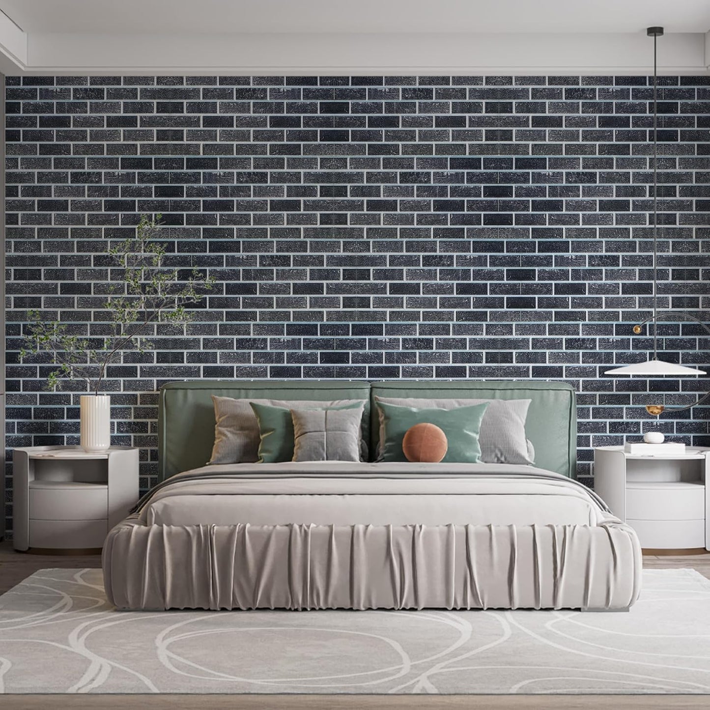 IZODEKOR 3D Brick Effect Wall Panels - Faux Brick Paneling for Living Room, Kitchen, Bathroom and More | Ash Smoke - Pack of 3, Covers 16 sq ft