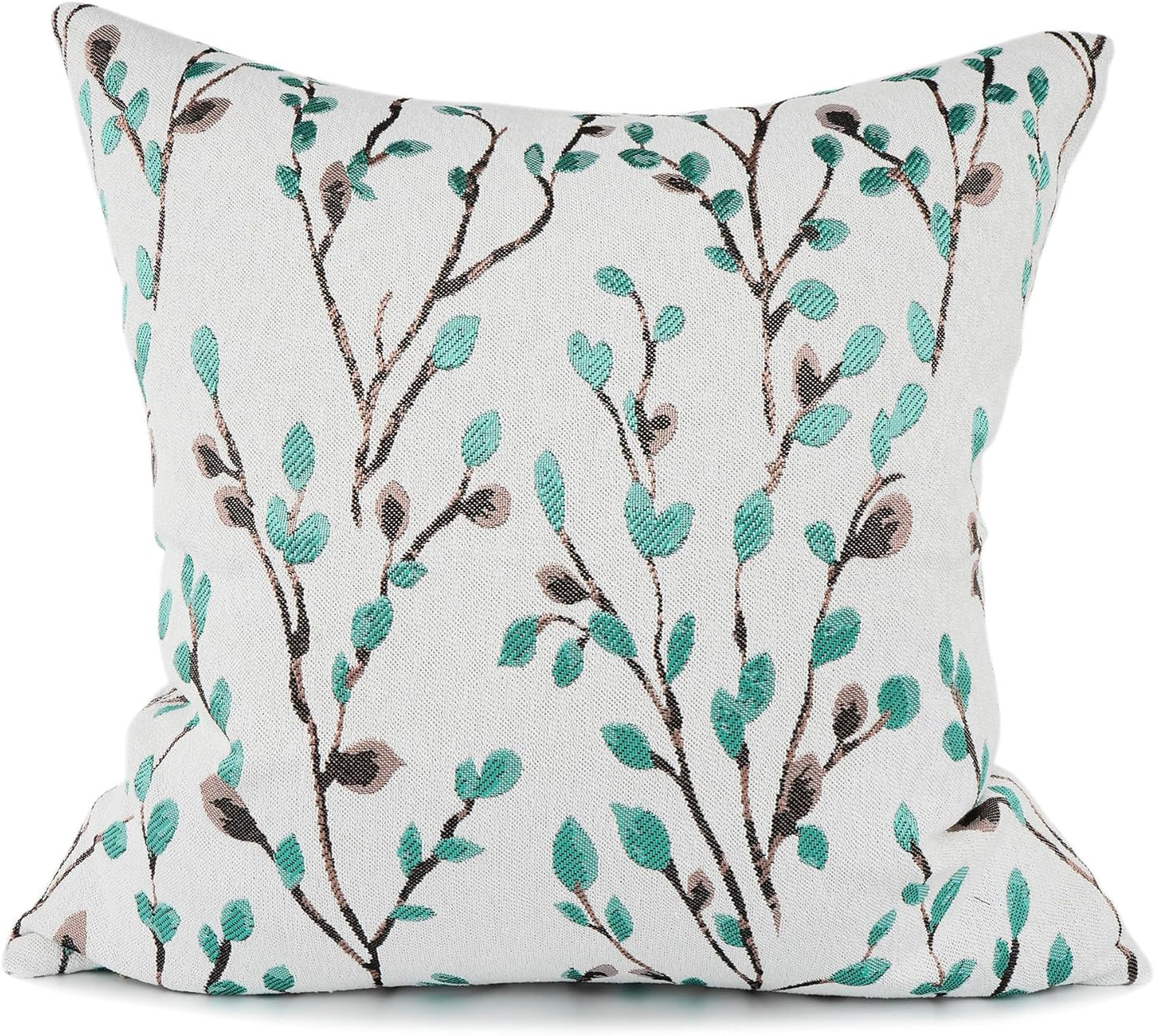 YOUR SMILE Classical Embroidery Jacquard Green Square Decorative Throw Pillow Case Cushion Cover 18x18 inch