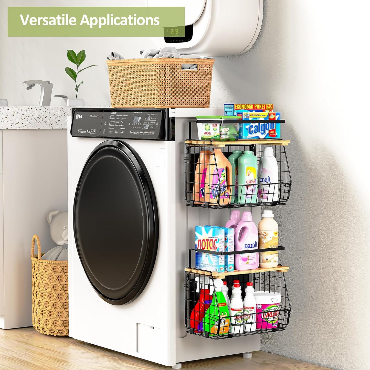 Magnetic Shelf for Fridge: Fruit Potato and Onion Storage Bin - Magnetic Spice Rack for Refrigerator & Kitchen Counter - Pantry Organizers and Storage