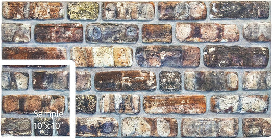 Dundee Deco 3D Wall Panels Faux Brick - Cladding, Multicolored Stone Look Wall Paneling, Styrofoam Facing for Living Room, Kitchen, Bathroom, Balcony, Bedroom, Sample, Size 10 x 10 in.