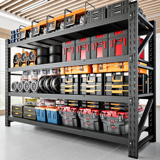 5000LBS Storage Shelves,71" W Garage Shelving Heavy Duty Metal Adjustable Garage Shelves, Shelving Units Industrial Shelving for Warehouse,71" W x 24" D x 69" H,Black