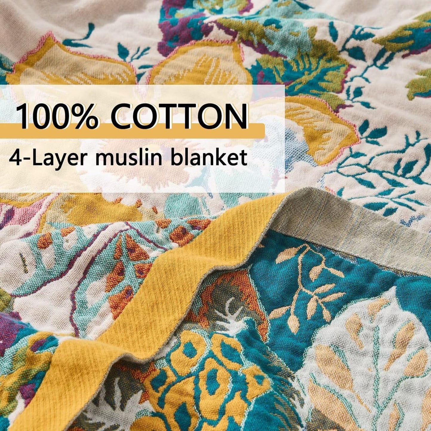 Ultra Soft Lightweight Cotton Quilts,Cozy Summer Boho Throw Blankets,Lightweight Reversible Muslin Blanket Decor Blankets for Armchair Travel, 80"x90" Large Muslin Mexican Throw Blanket
