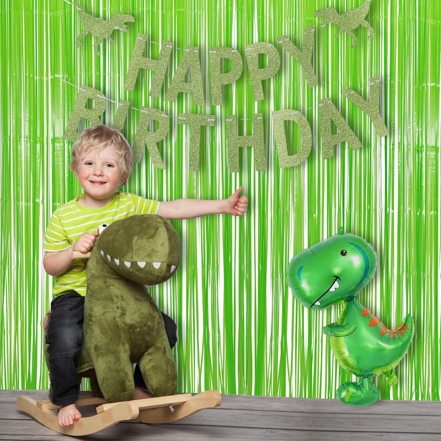 BRAVESHINE Pastel Green Streamers Party Backdrop Decoration - Tinsel Curtain Foil Fringe Backdrop for Birthdays/Dinosaur/Lime Green Frog Theme/Wizard/Christmas Decorations - 3.2ft X 8.2ft
