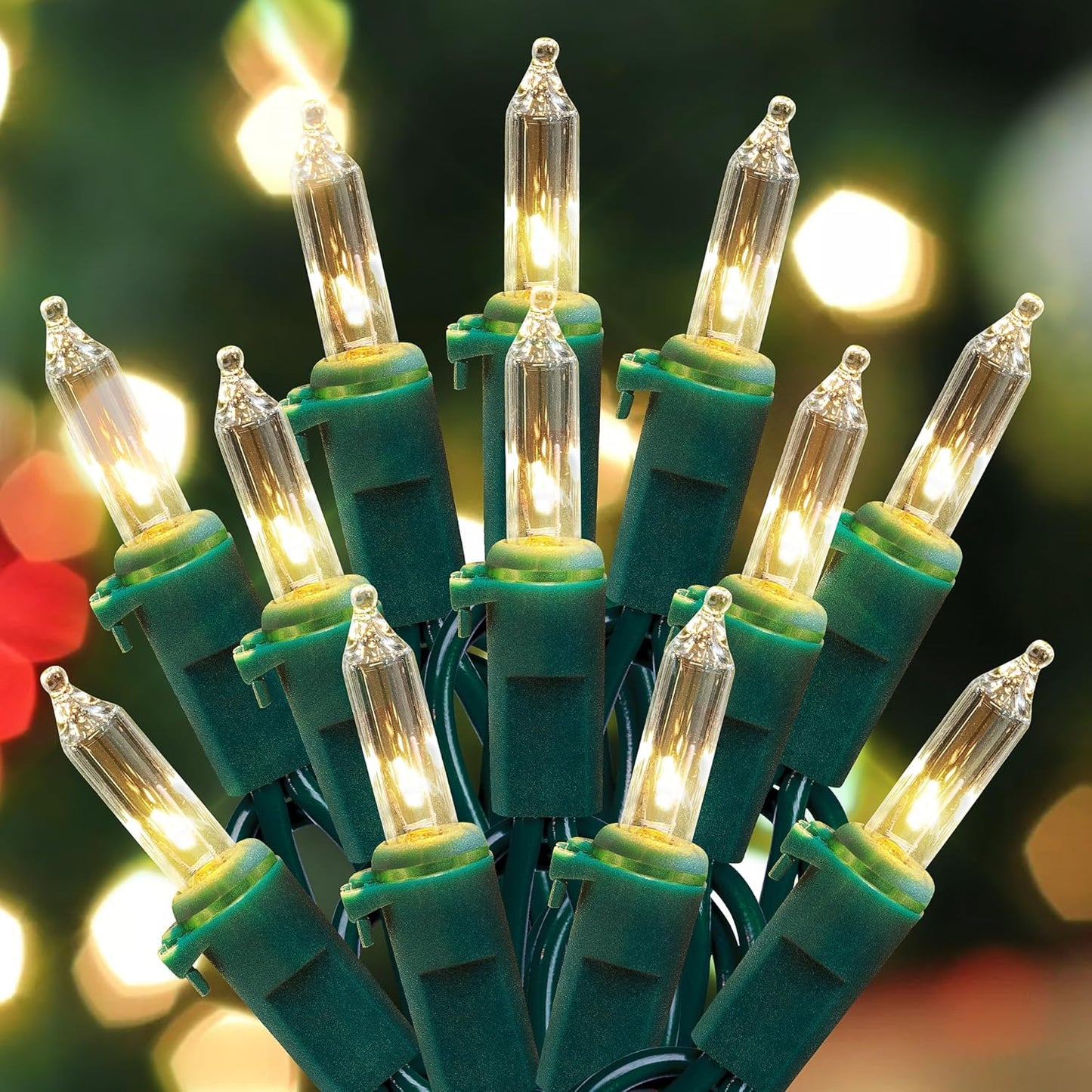 woohaha Outdoor Christmas Lights,120V UL Certified 2 Pack 13ft 50 Mini String Lights Connectable, Waterproof Fairy Lights for Garden Xmas Tree Wedding Wreath Party Decoration (Warmwhite 2 pcs)