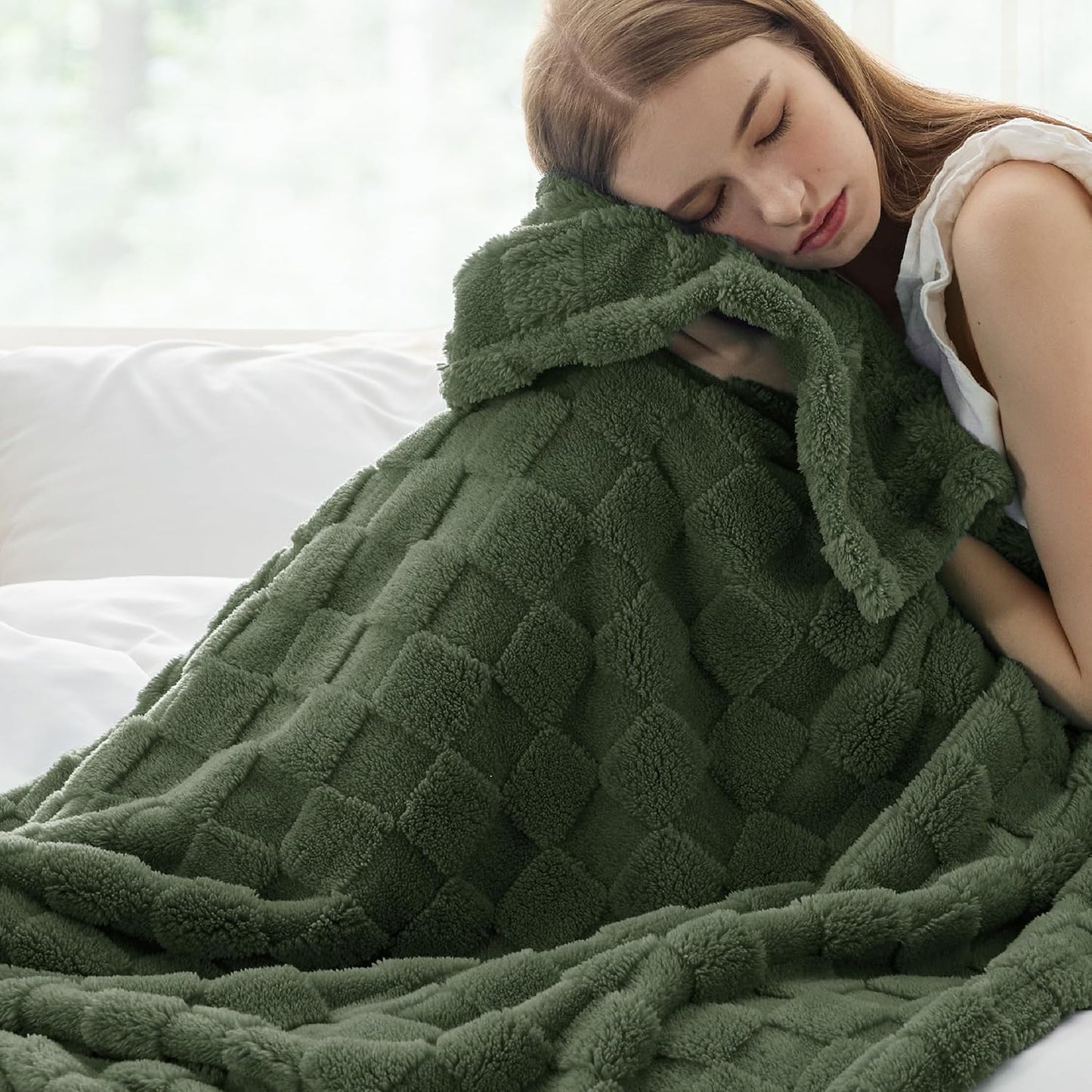 Bedsure GentleSoft Twin Blanket for Bed Bronze Green - Super Soft Cozy Blankets for Women Men Girls, Cute Fuzzy Fleece Throws for Bedroom Couch, 60x80 Inches