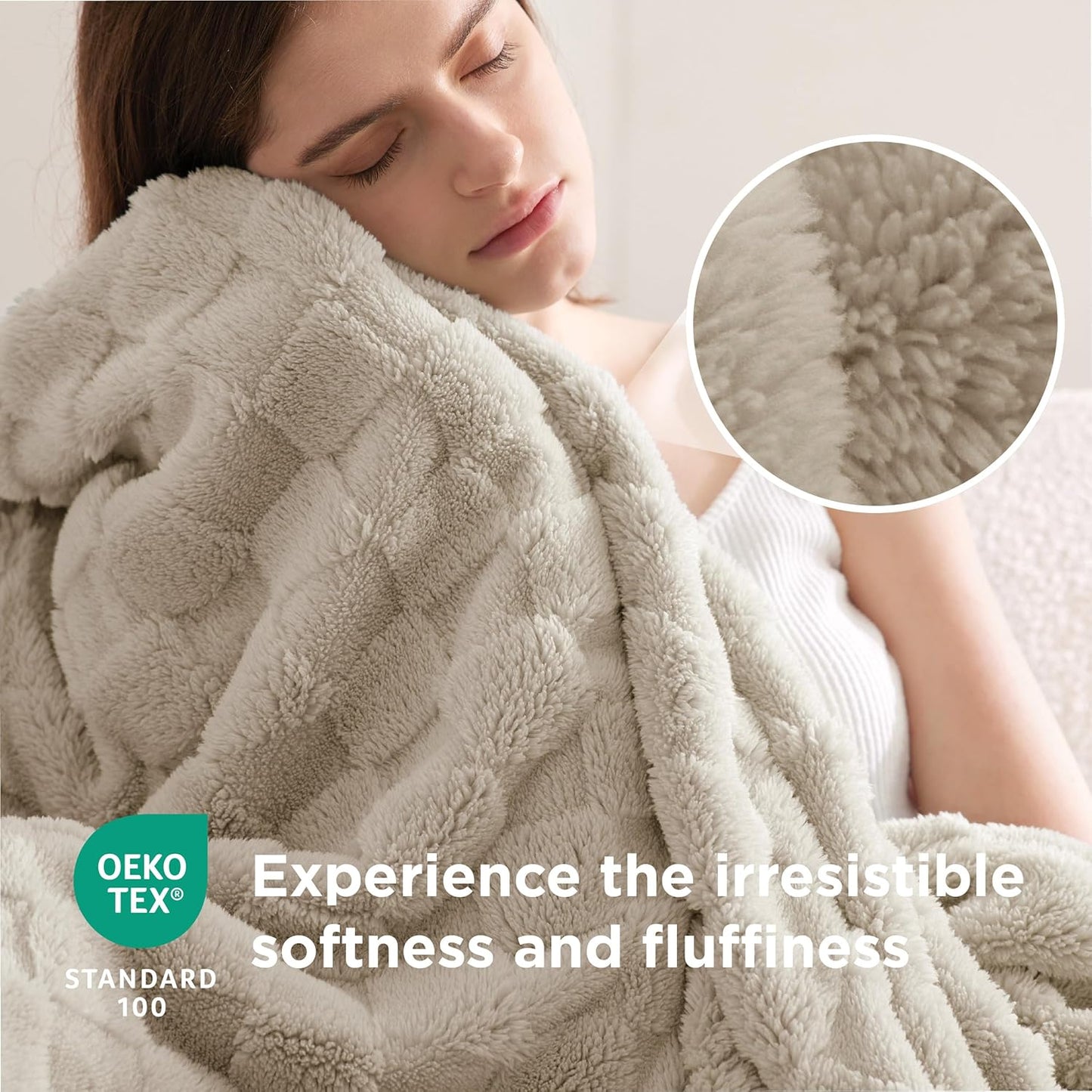 Bedsure GentleSoft Light Brown Throw Blanket for Couch - Super Soft Cozy Blankets Gifts for Women Men Girls, Cute Small Fleece Throws for Bedroom Home Decor, 50x70 Inches