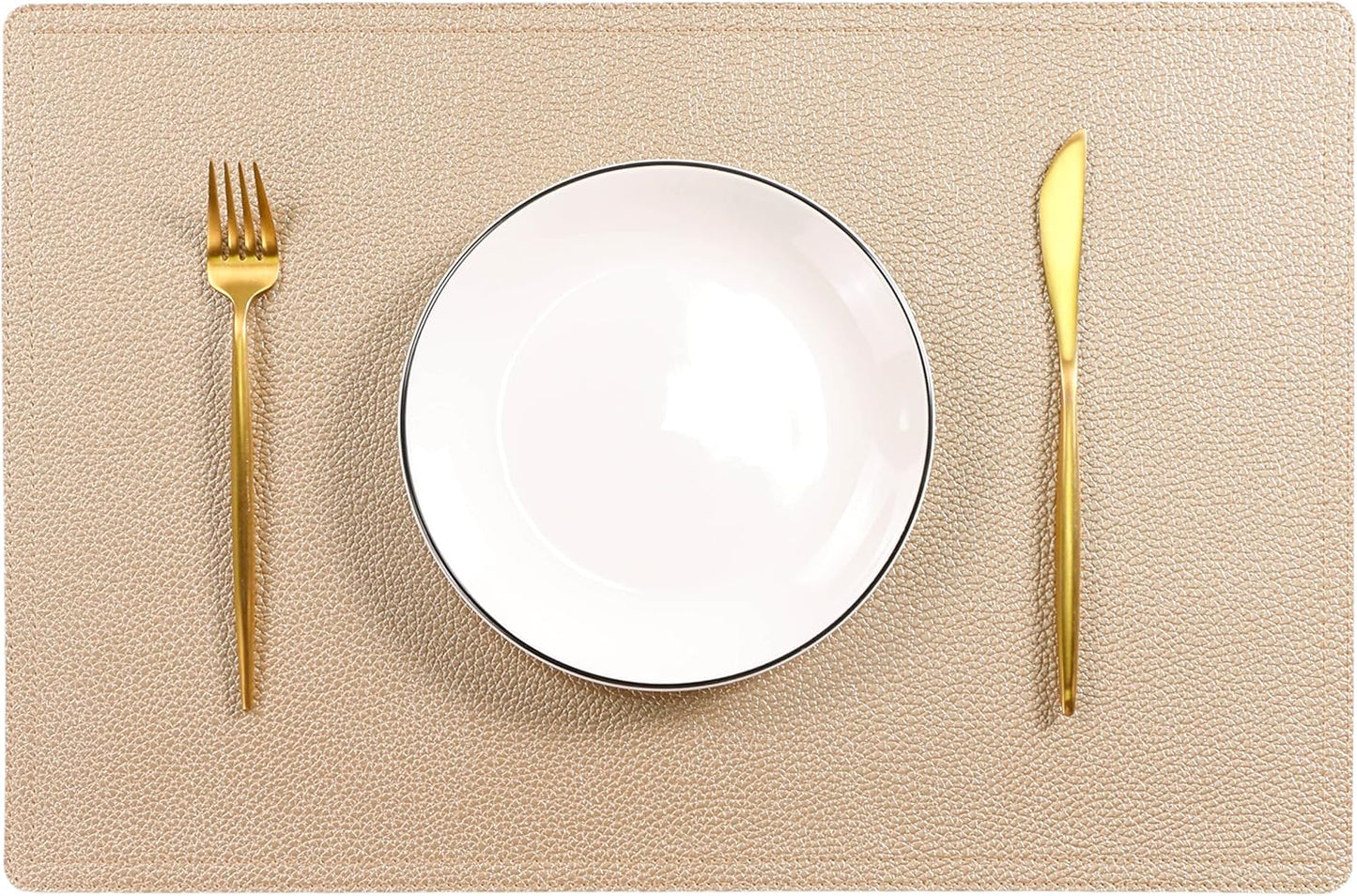 Set of 8 Faux Leather Placemats, PU Table Mats, Waterproof, Stain Resistant, Heat Resistant, Easy to Clean for Kitchen Dining Table,Conference Table